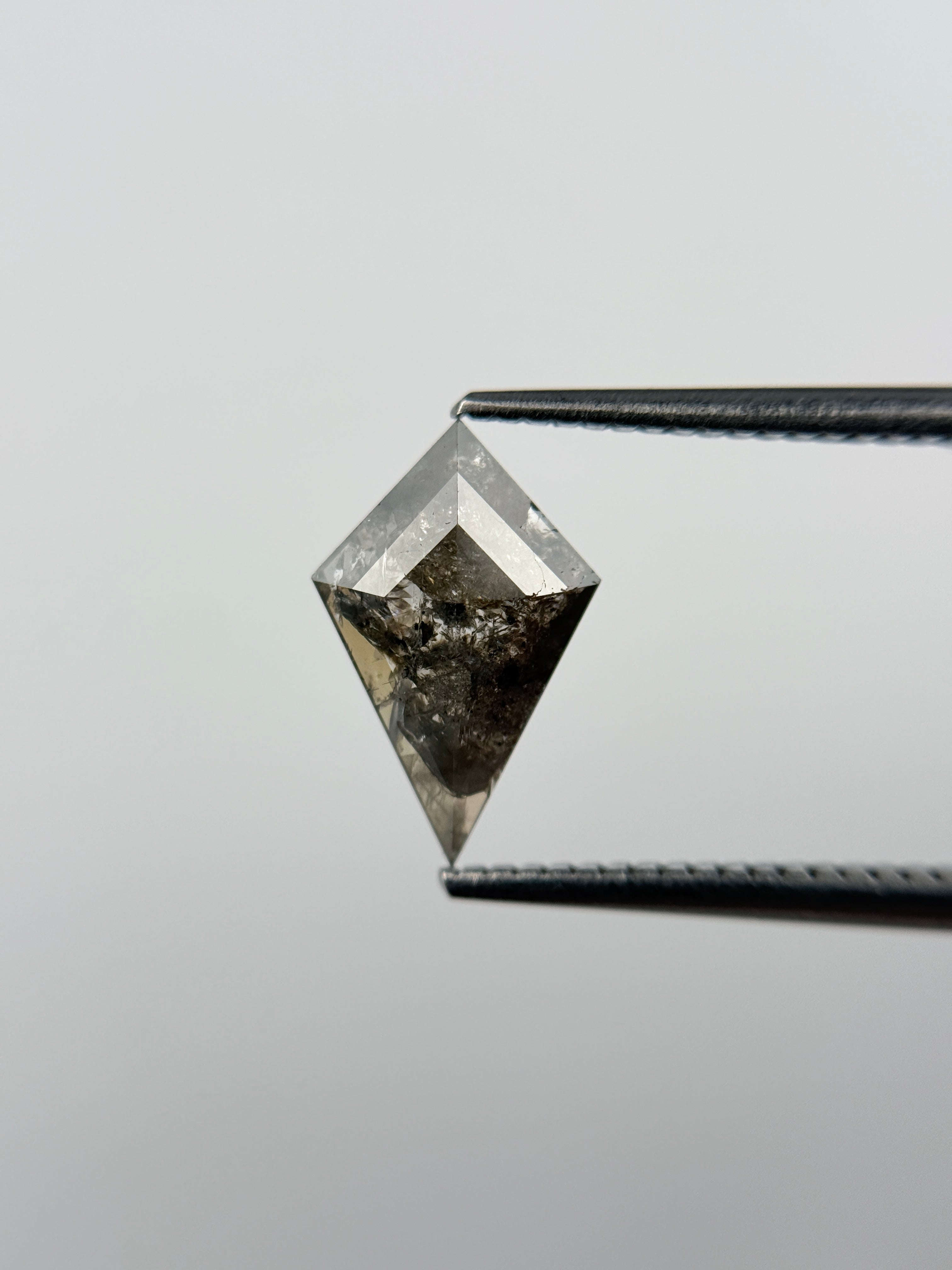 1.40 Ct Kite Rose Cut  Grey / Brown Natural Salt and Pepper Diamond