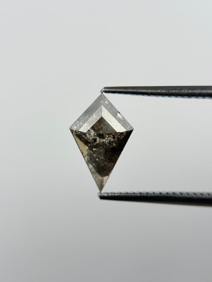 1.40 Ct Kite Rose Cut  Grey / Brown Natural Salt and Pepper Diamond