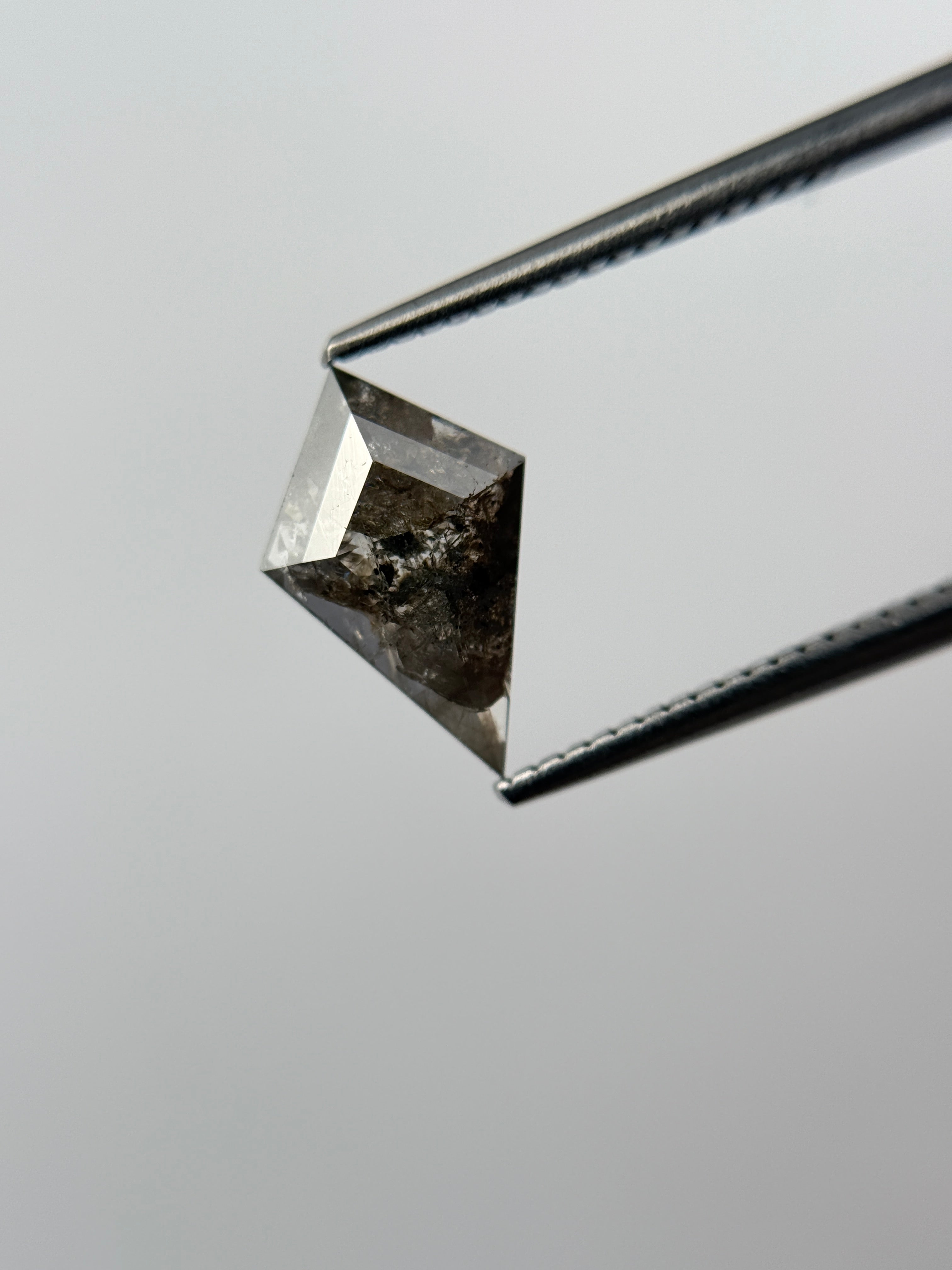 1.40 Ct Kite Rose Cut  Grey / Brown Natural Salt and Pepper Diamond