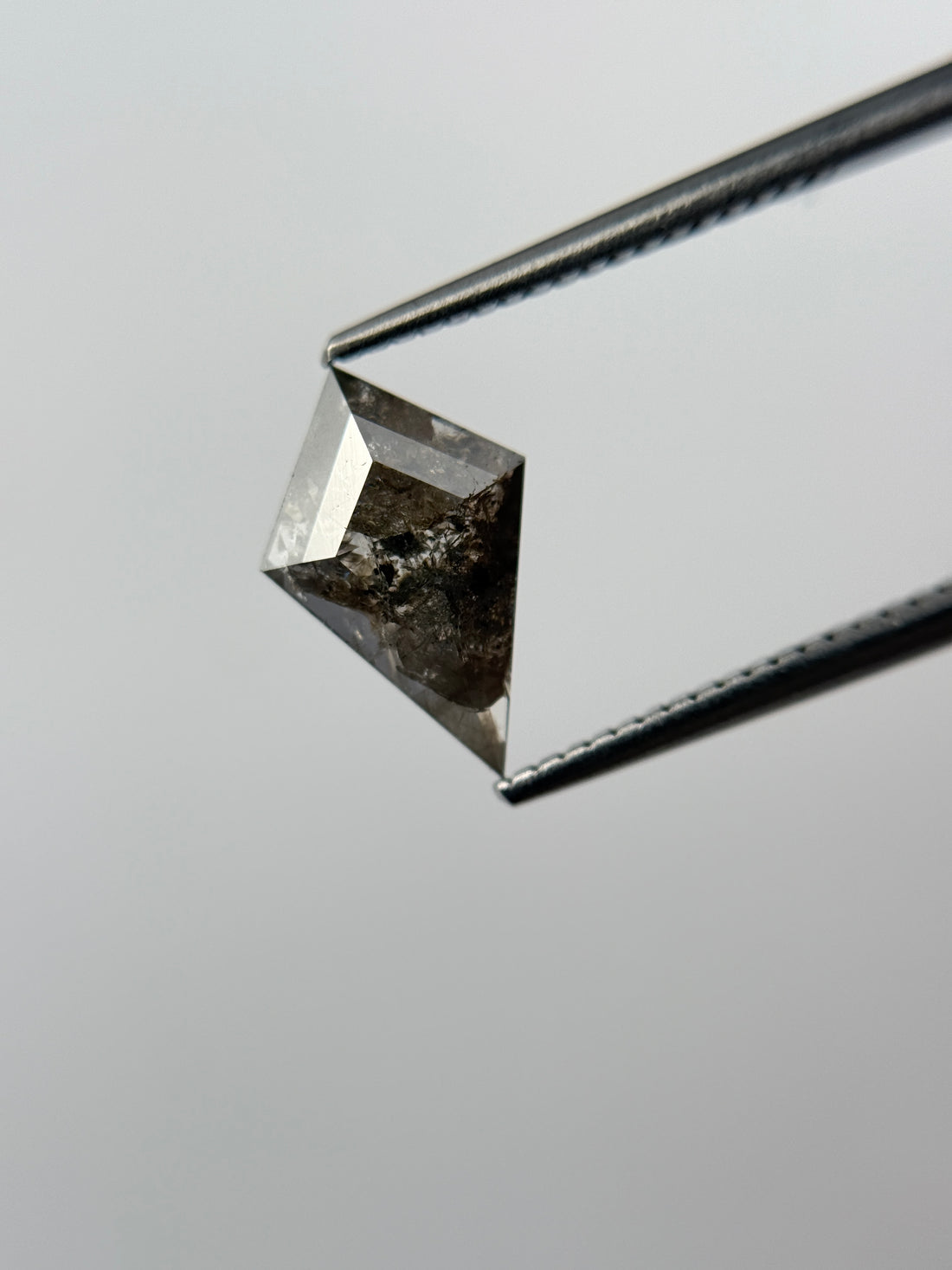 1.40 Ct Kite Rose Cut  Grey / Brown Natural Salt and Pepper Diamond