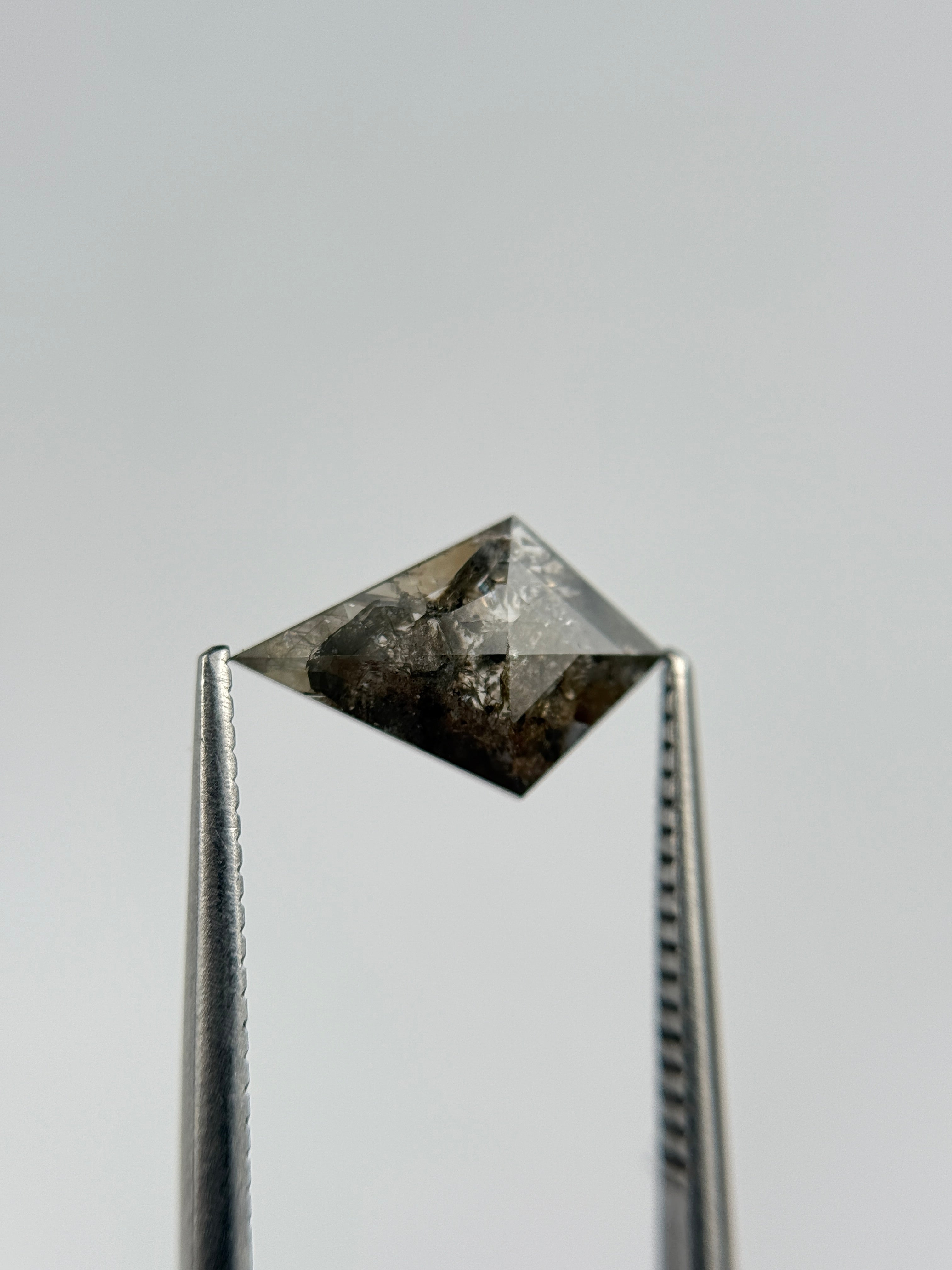 1.40 Ct Kite Rose Cut  Grey / Brown Natural Salt and Pepper Diamond