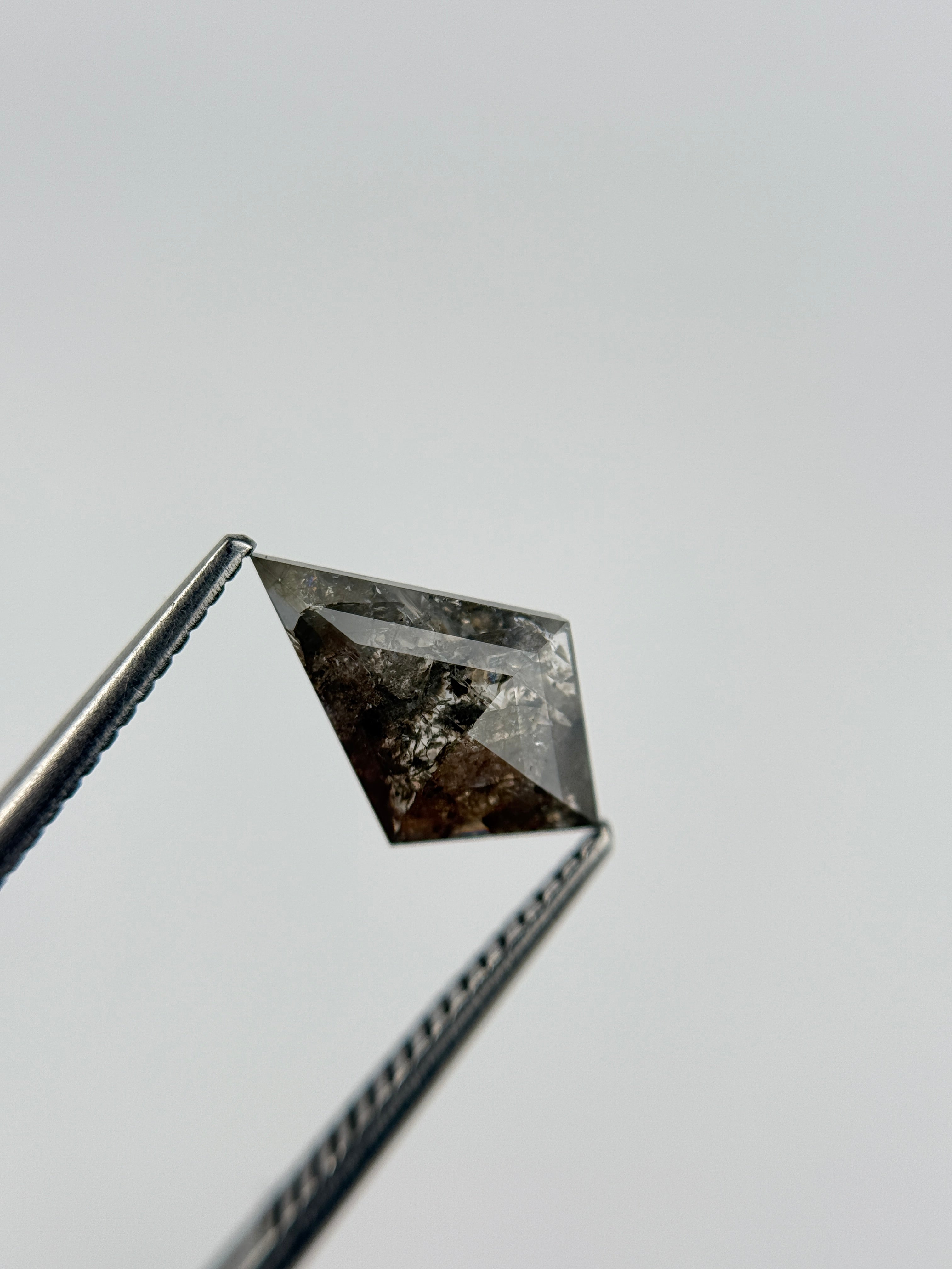 1.40 Ct Kite Rose Cut  Grey / Brown Natural Salt and Pepper Diamond