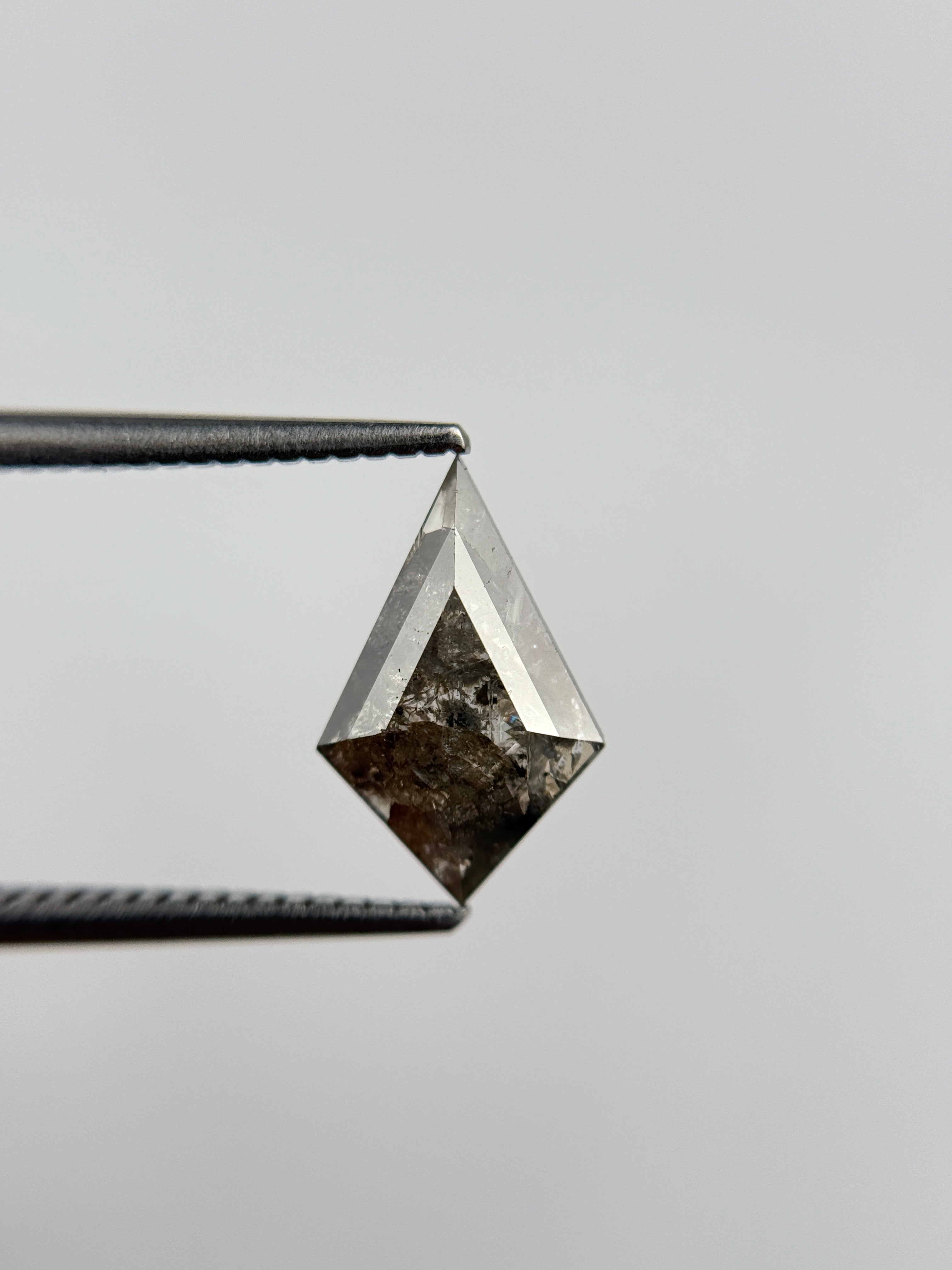 1.40 Ct Kite Rose Cut  Grey / Brown Natural Salt and Pepper Diamond