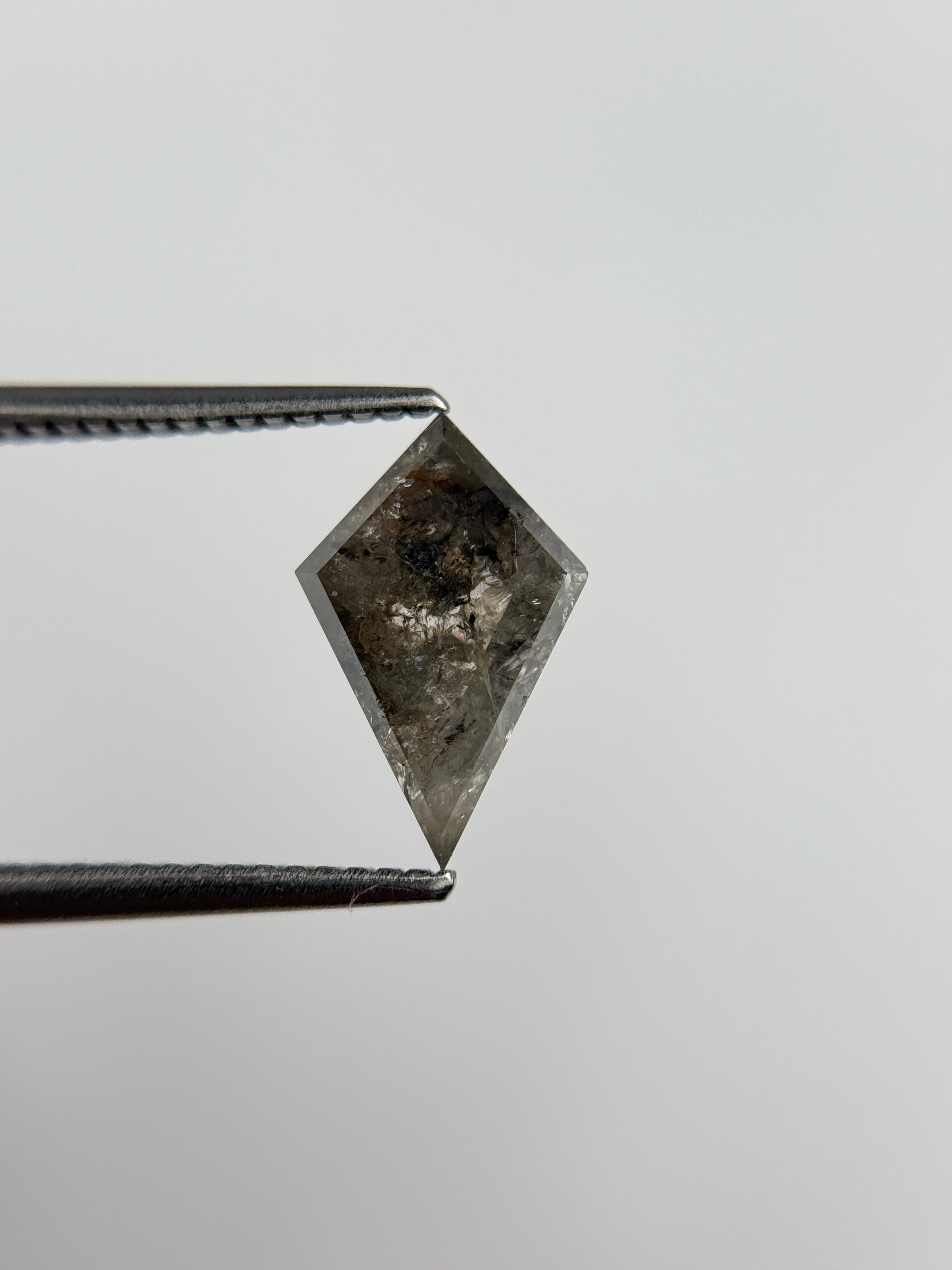 1.40 Ct Kite Rose Cut  Grey / Brown Natural Salt and Pepper Diamond