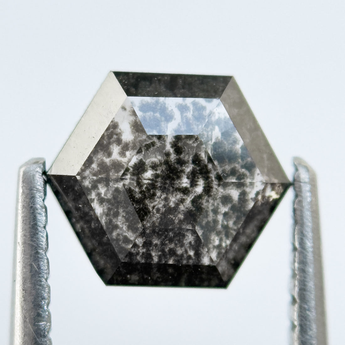 1.04 Ct Hexagon Rose Cut Grey Natural Salt and Pepper Diamond