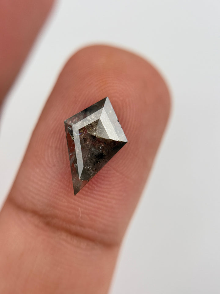 1.40 Ct Kite Rose Cut  Grey / Brown Natural Salt and Pepper Diamond