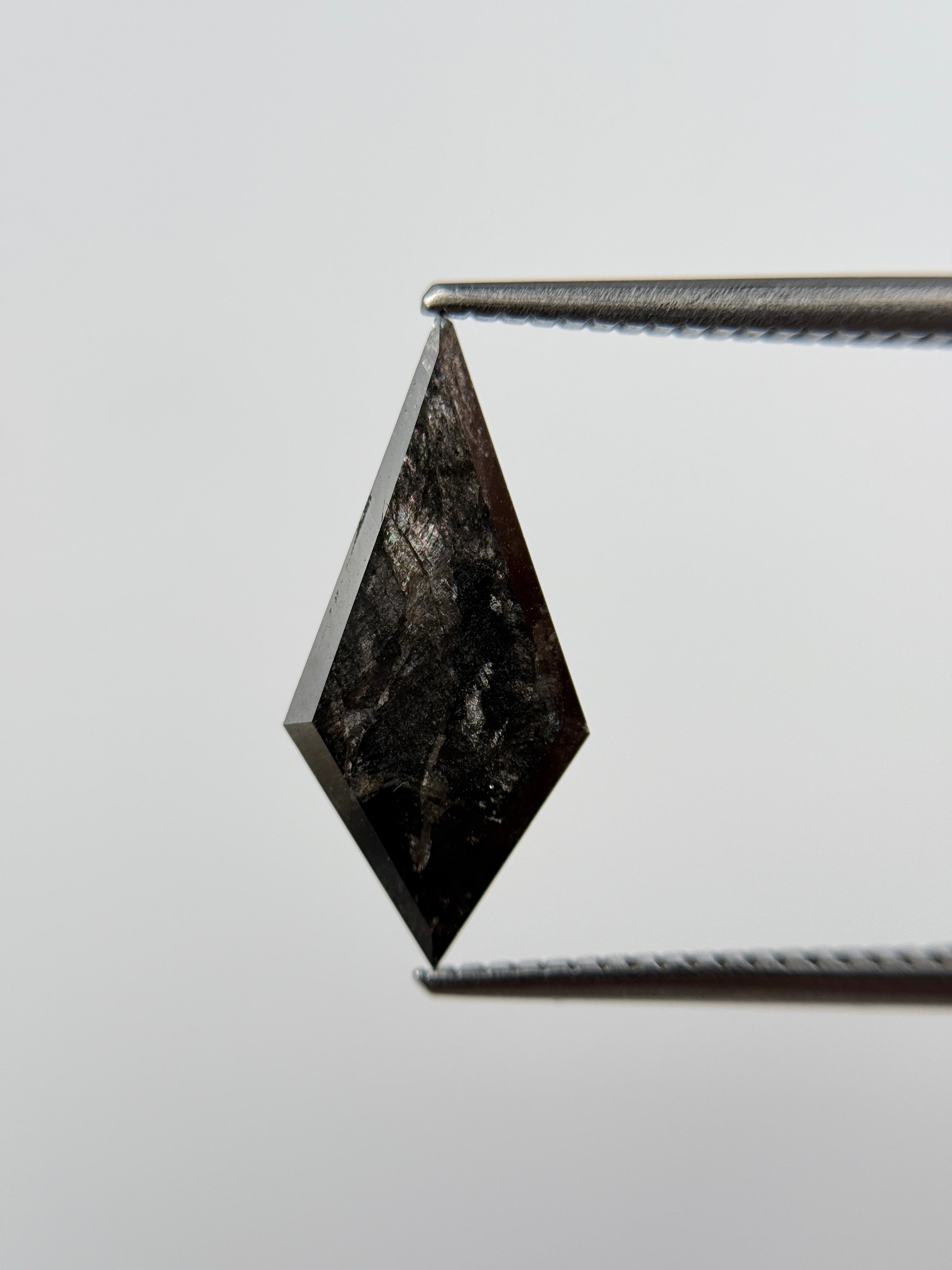 2.44 Ct Kite Rose Cut  Grey Natural Salt and Pepper Diamond
