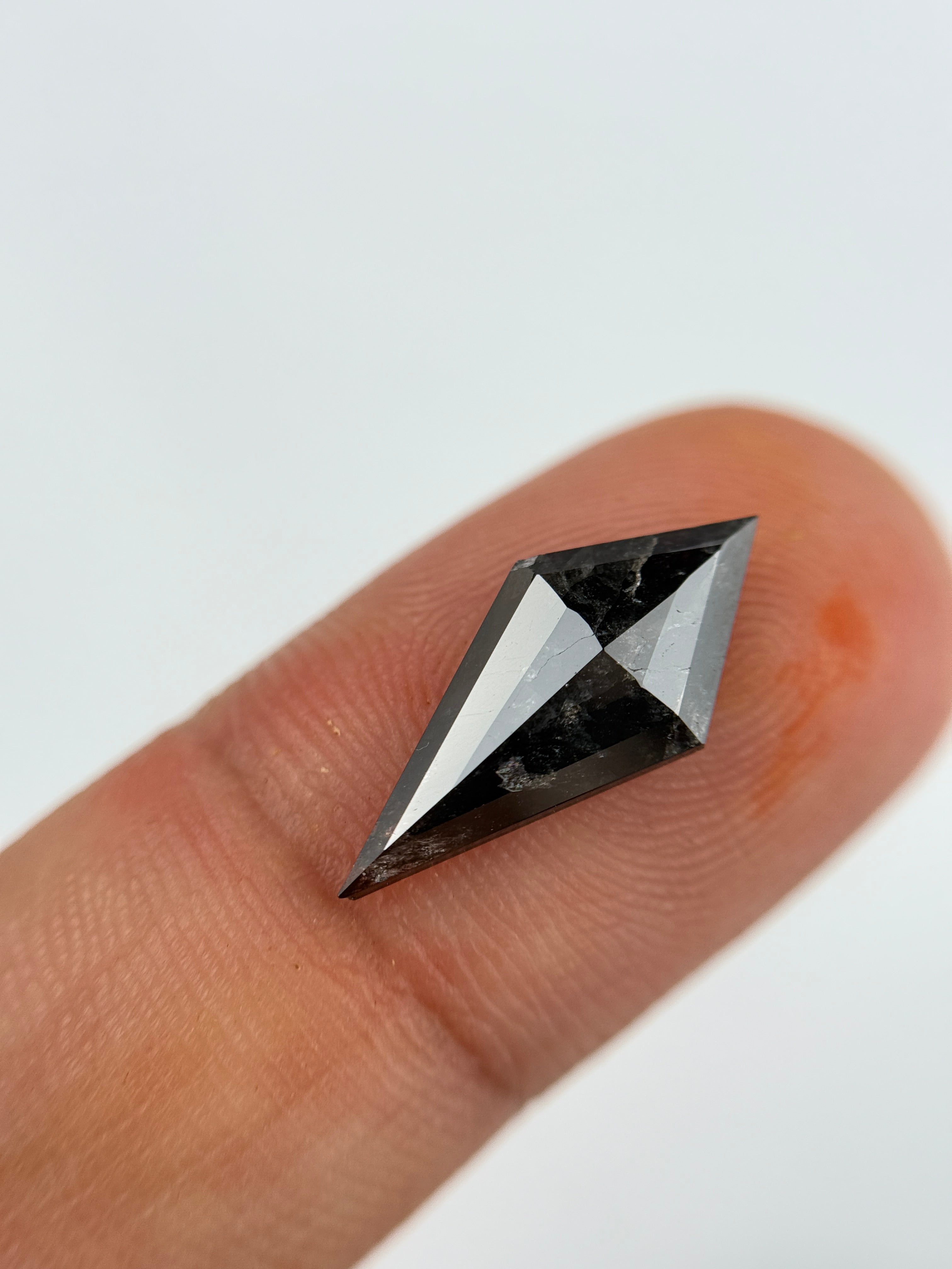 2.44 Ct Kite Rose Cut  Grey Natural Salt and Pepper Diamond