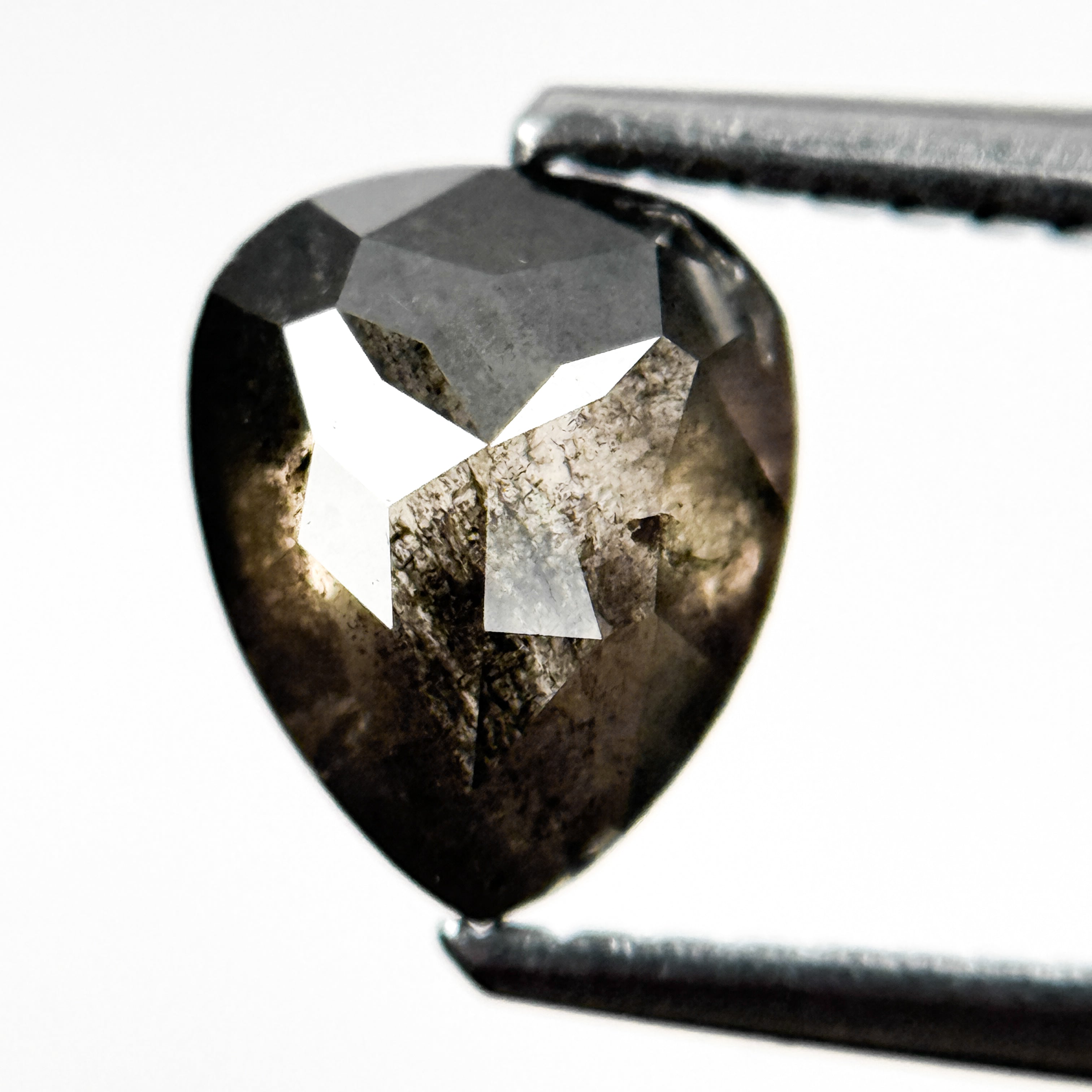 1.13 Ct Pear Rose Cut Grey Natural Salt and Pepper Diamond