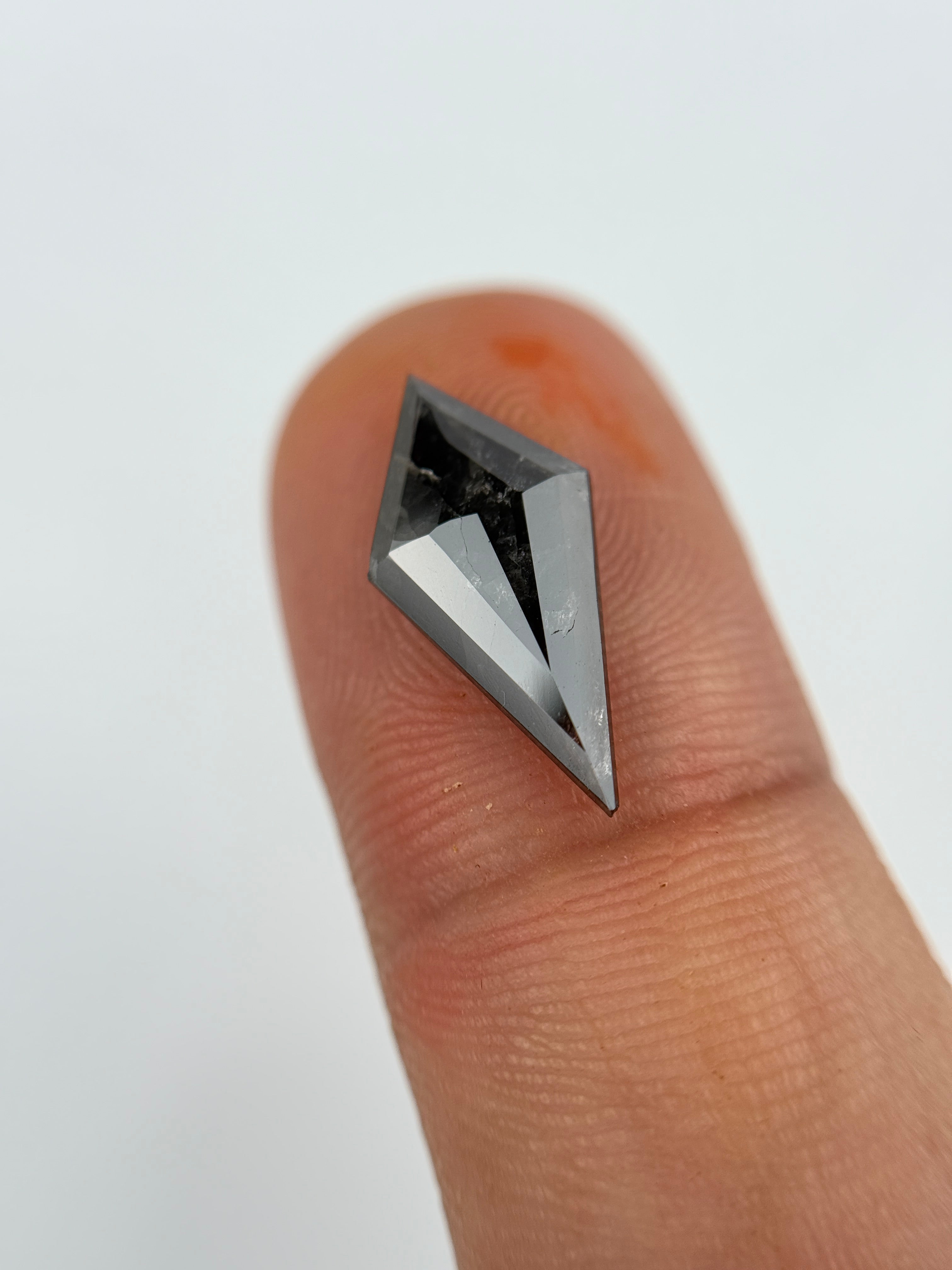 2.44 Ct Kite Rose Cut  Grey Natural Salt and Pepper Diamond