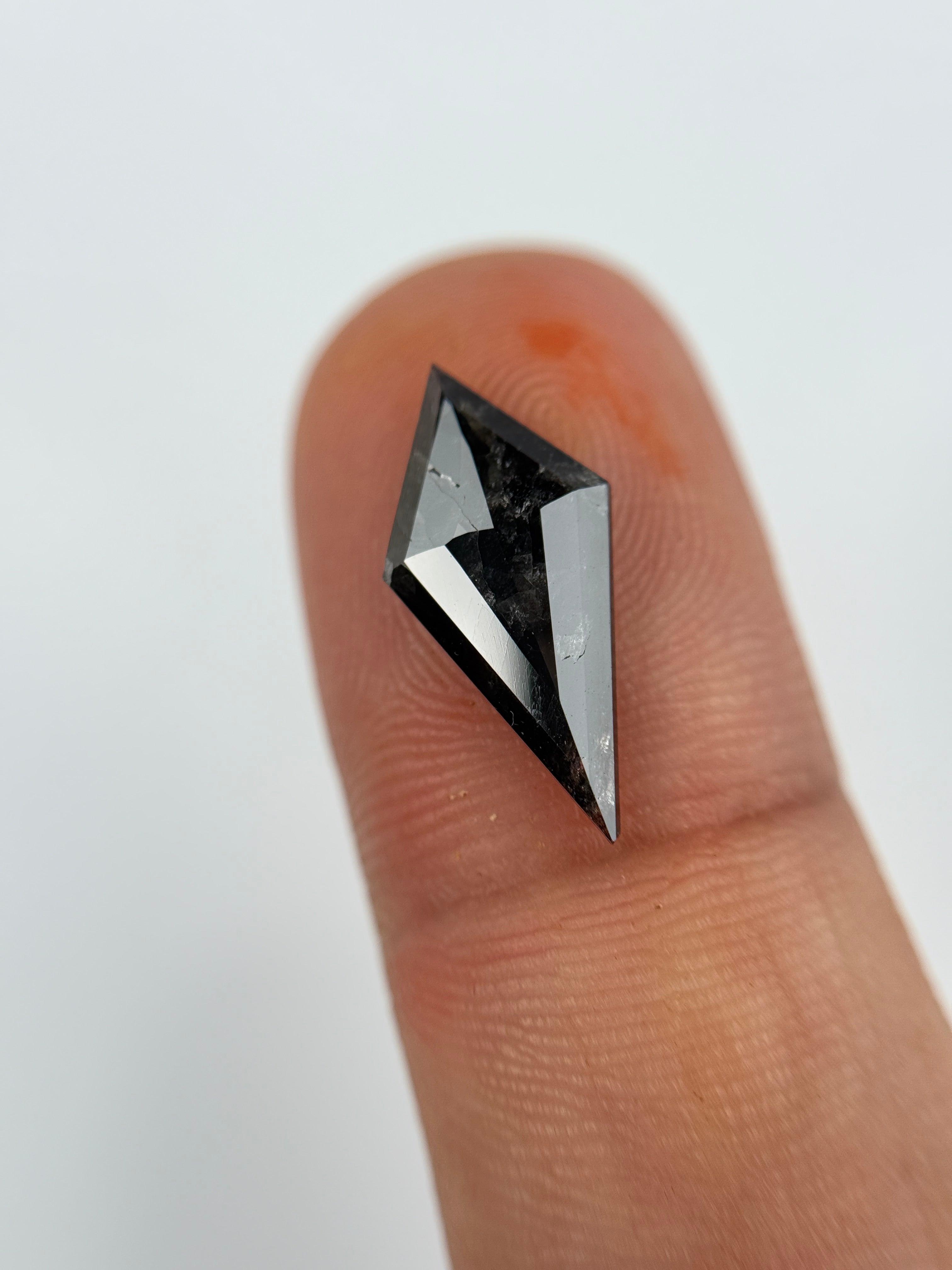 2.44 Ct Kite Rose Cut  Grey Natural Salt and Pepper Diamond