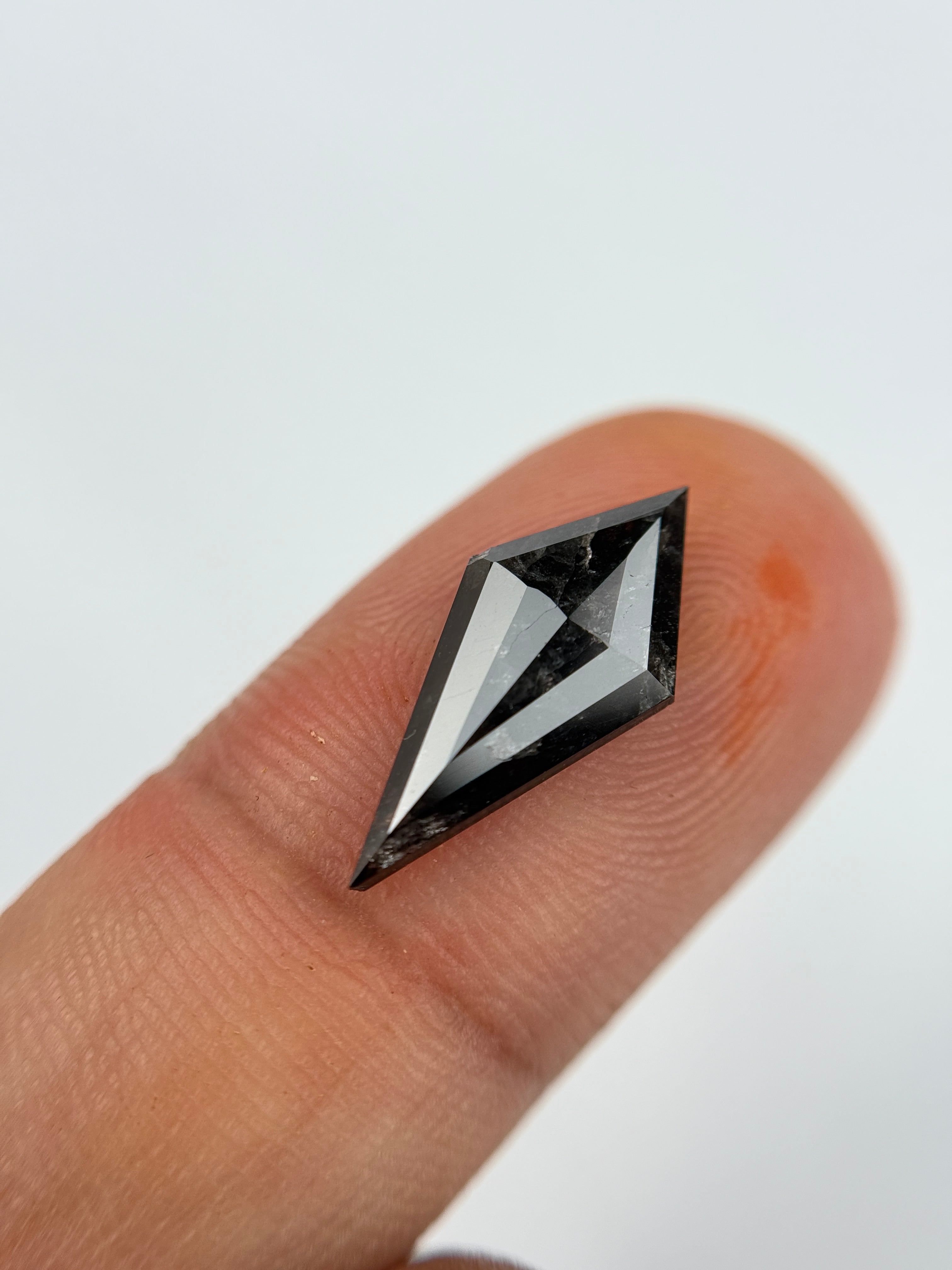 2.44 Ct Kite Rose Cut  Grey Natural Salt and Pepper Diamond
