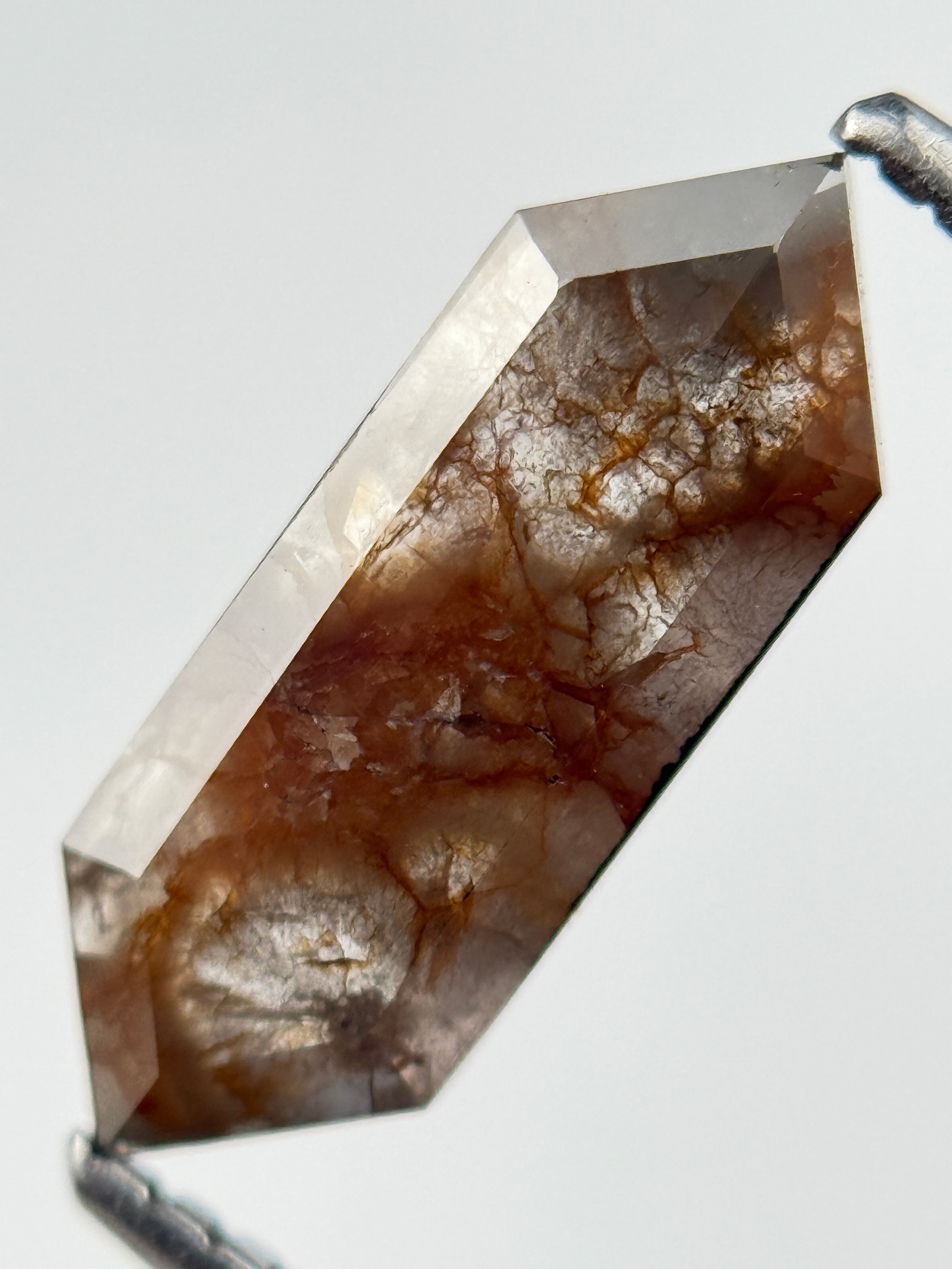 1.30 Ct Hexagon Rose Cut Red Natural Salt and Pepper Diamond