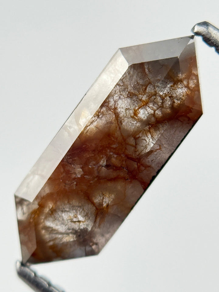 1.30 Ct Hexagon Rose Cut Red Natural Salt and Pepper Diamond