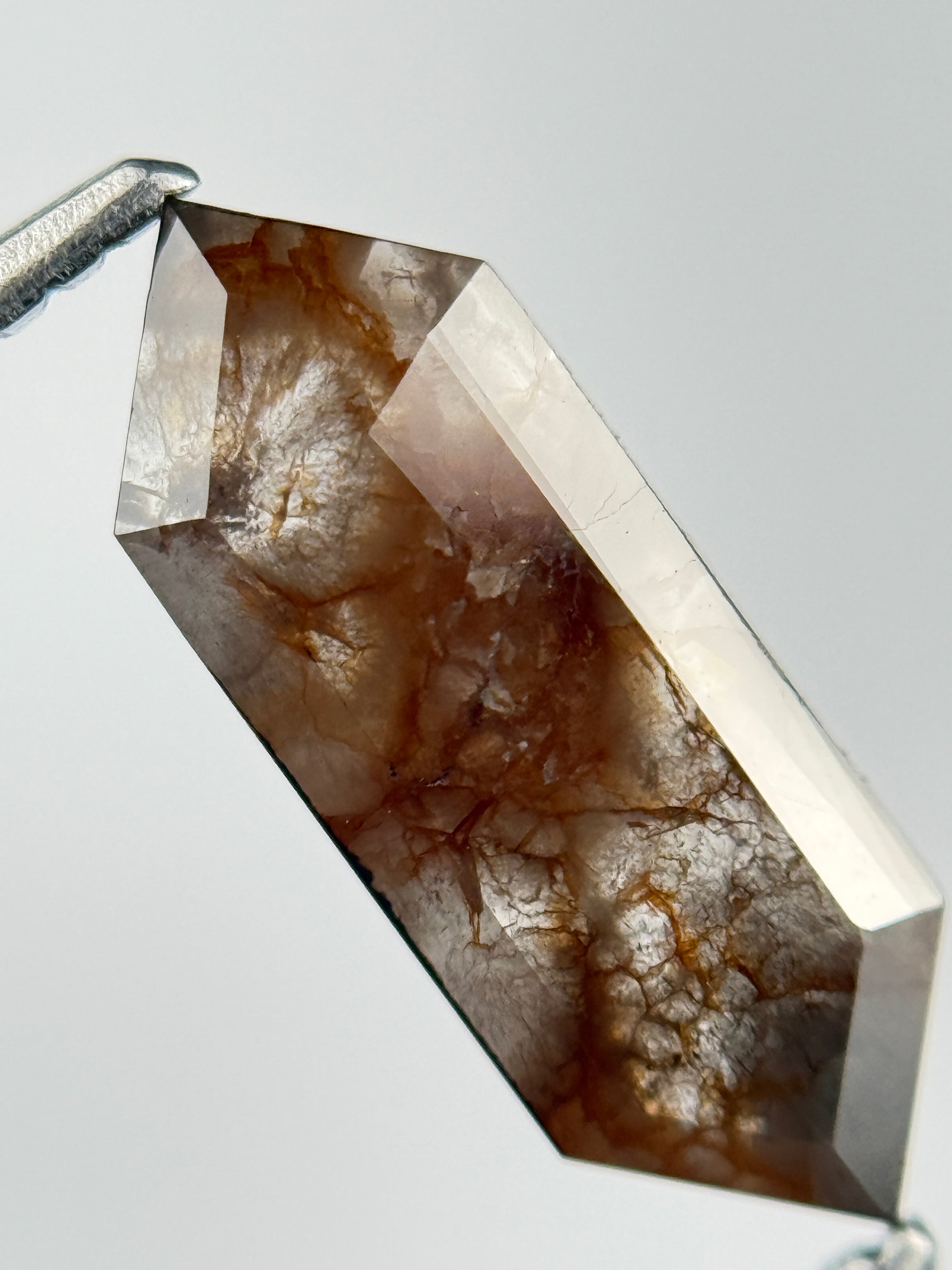 1.30 Ct Hexagon Rose Cut Red Natural Salt and Pepper Diamond