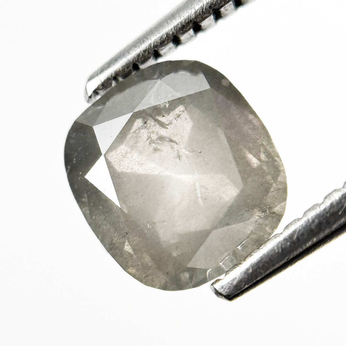 1.49 Ct Cushion Rose Cut Grey Natural Salt and Pepper Diamond