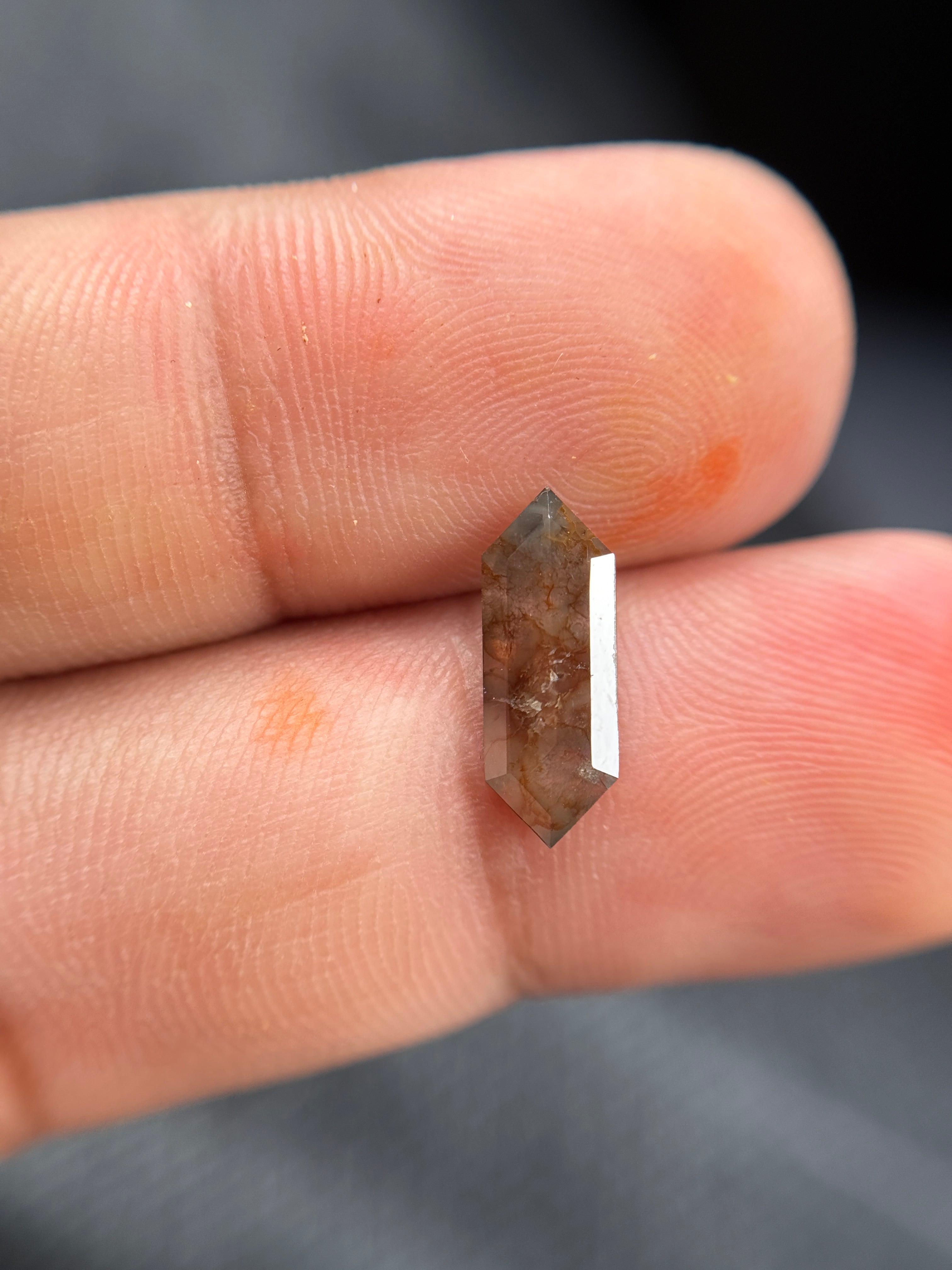 1.30 Ct Hexagon Rose Cut Red Natural Salt and Pepper Diamond