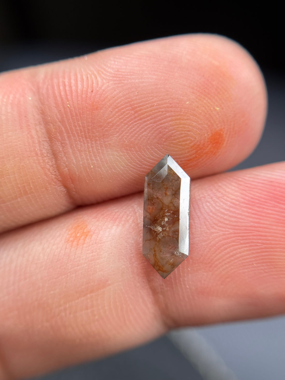 1.30 Ct Hexagon Rose Cut Red Natural Salt and Pepper Diamond