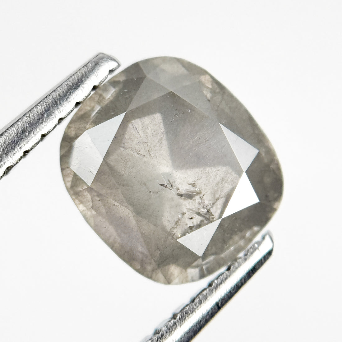 1.49 Ct Cushion Rose Cut Grey Natural Salt and Pepper Diamond