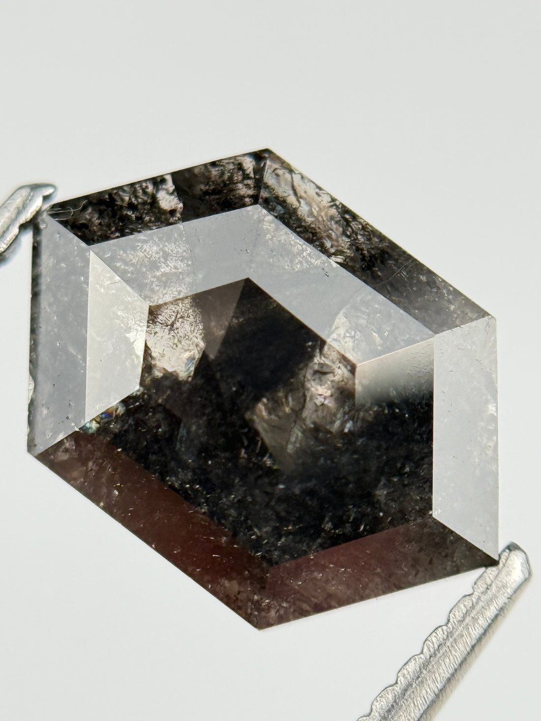 2.60 Ct Hexagon Rose Cut Grey Natural Salt and Pepper Diamond