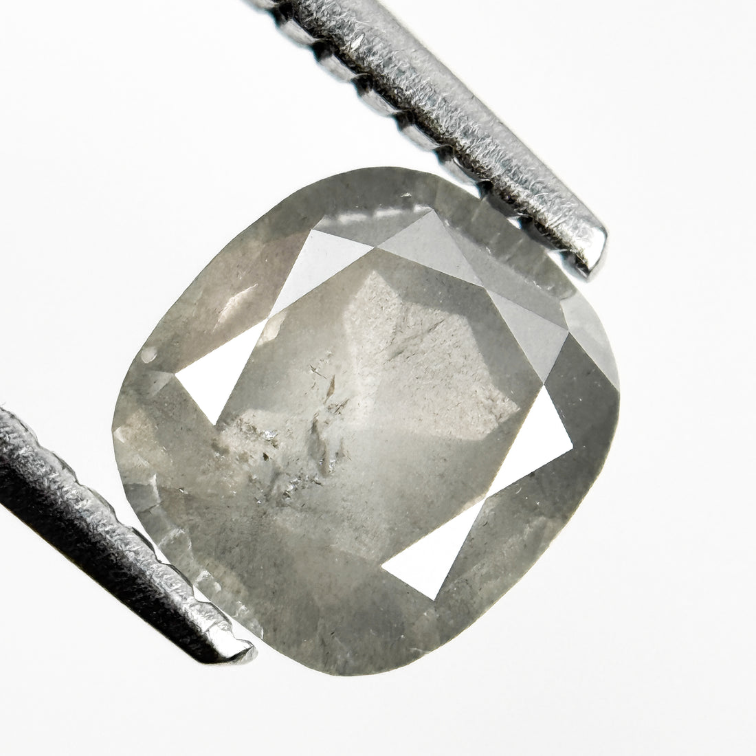 1.49 Ct Cushion Rose Cut Grey Natural Salt and Pepper Diamond