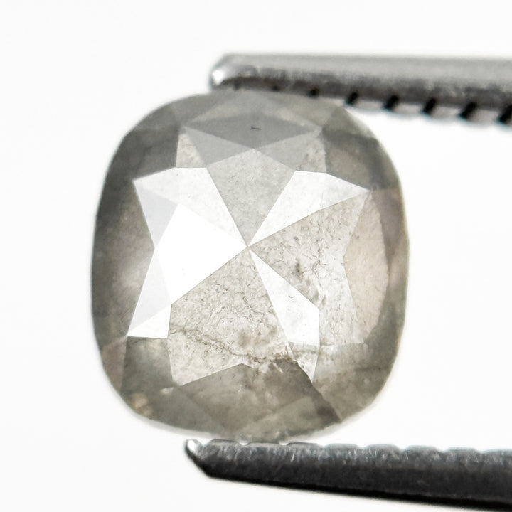 1.49 Ct Cushion Rose Cut Grey Natural Salt and Pepper Diamond