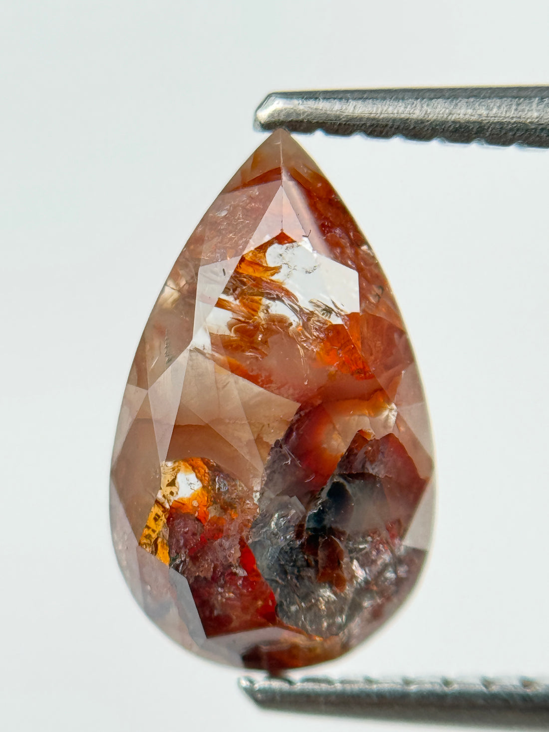 1.51 Ct Pear Rose Cut Red Natural Salt and Pepper Diamond