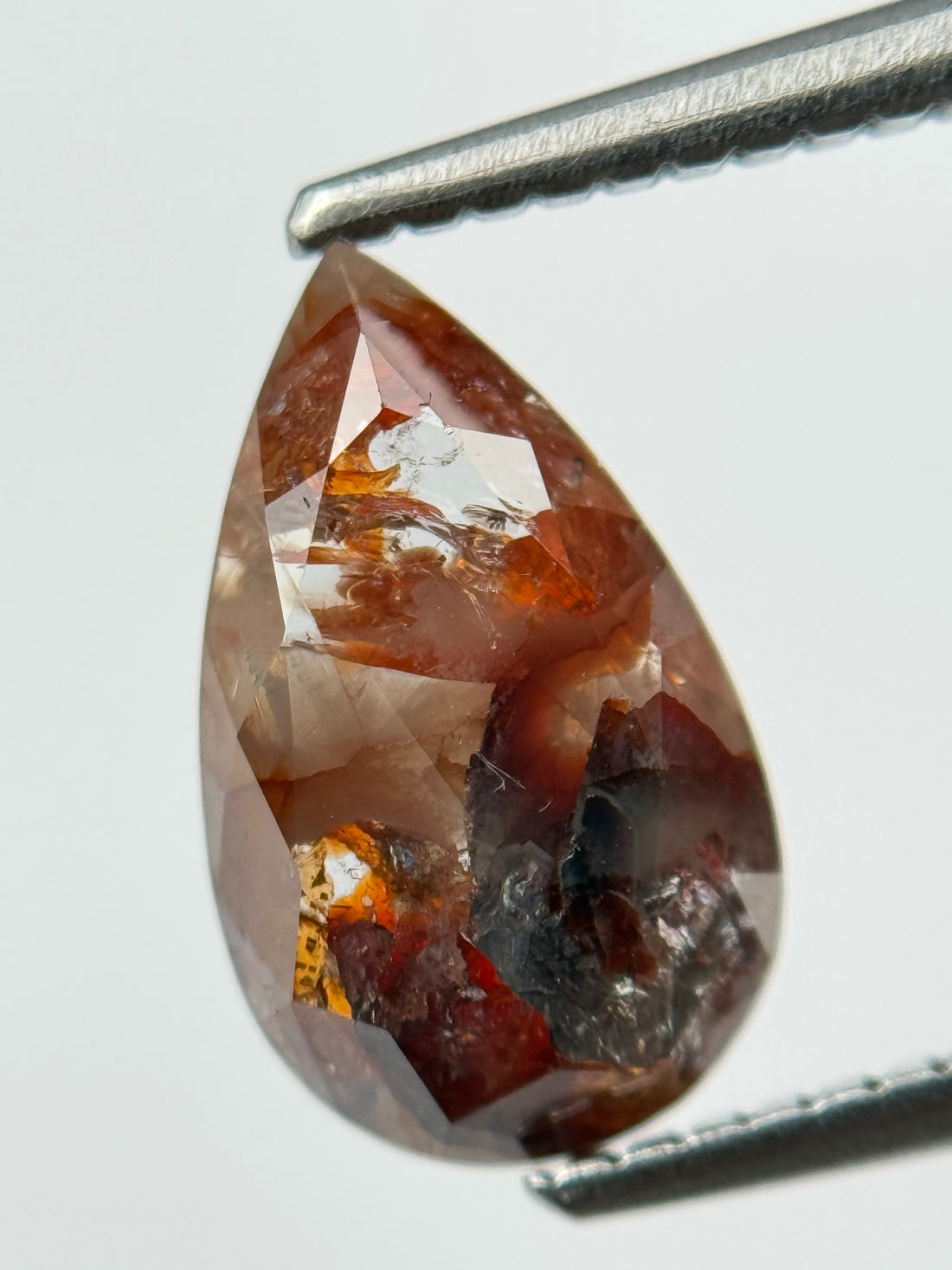 1.51 Ct Pear Rose Cut Red Natural Salt and Pepper Diamond