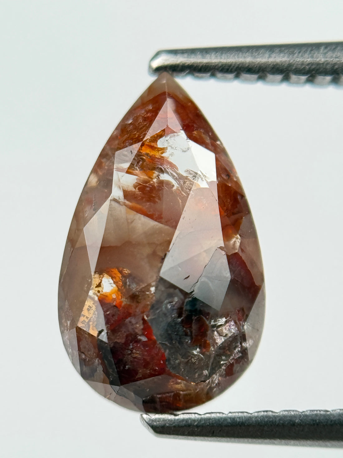 1.51 Ct Pear Rose Cut Red Natural Salt and Pepper Diamond