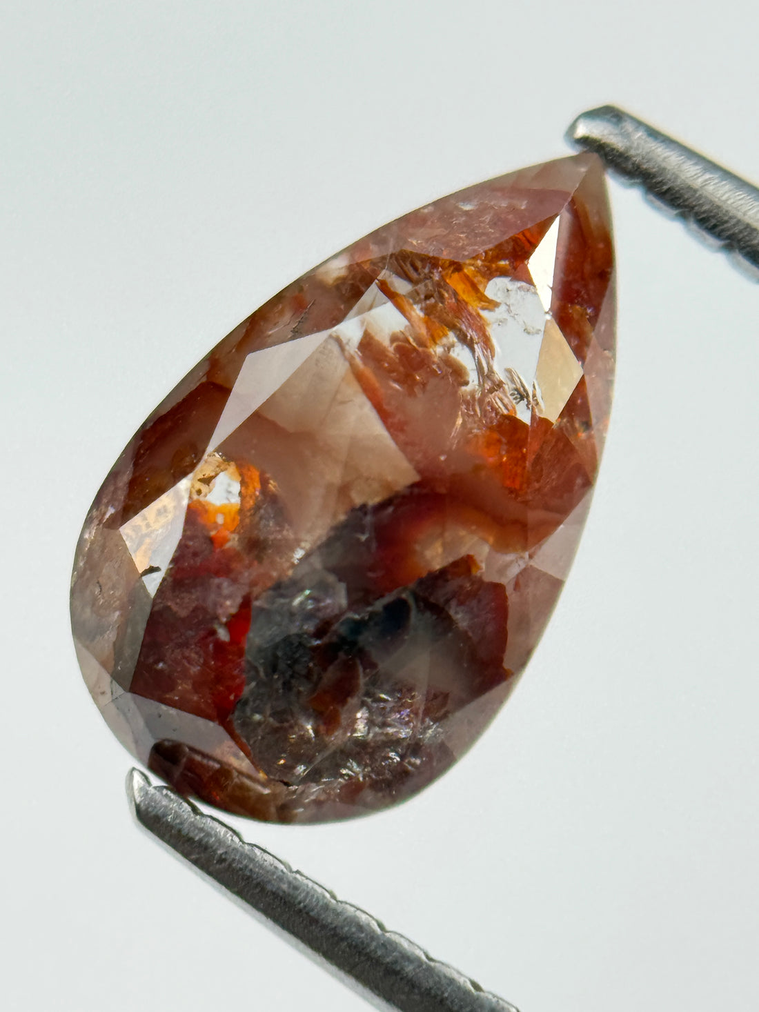 1.51 Ct Pear Rose Cut Red Natural Salt and Pepper Diamond