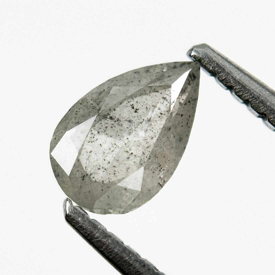 0.64 Ct Pear Rose Cut White Natural Salt and Pepper Diamond