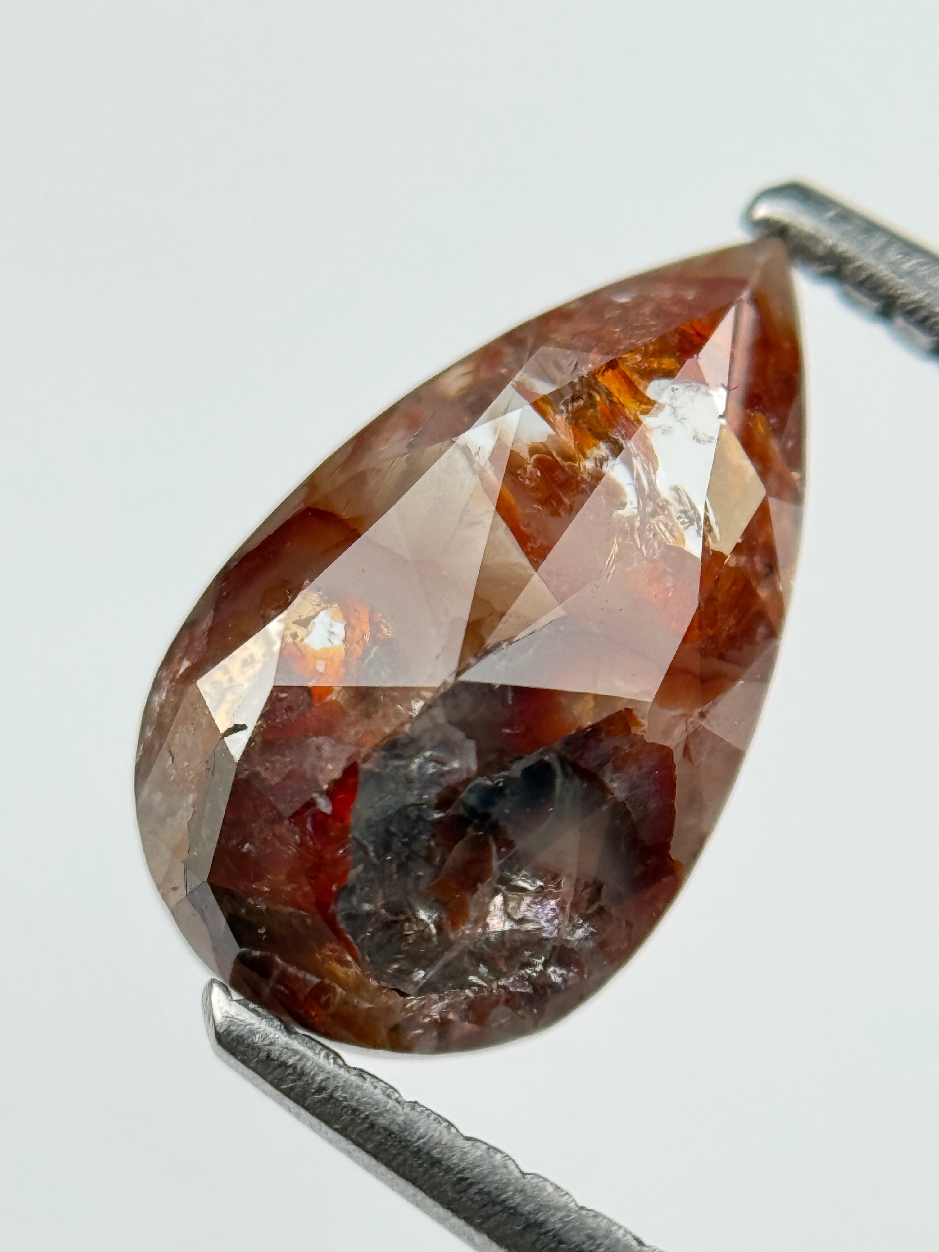 1.51 Ct Pear Rose Cut Red Natural Salt and Pepper Diamond