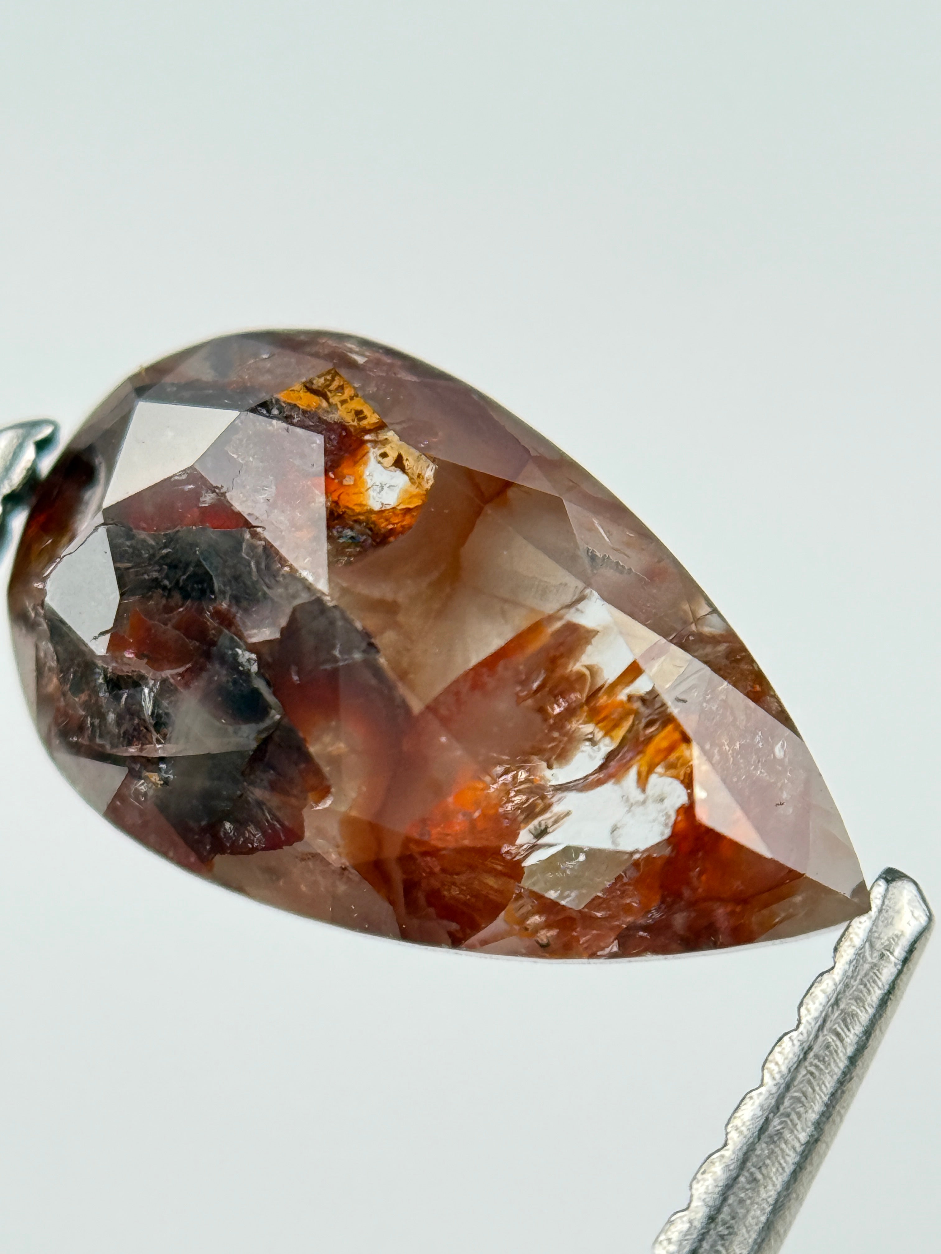 1.51 Ct Pear Rose Cut Red Natural Salt and Pepper Diamond