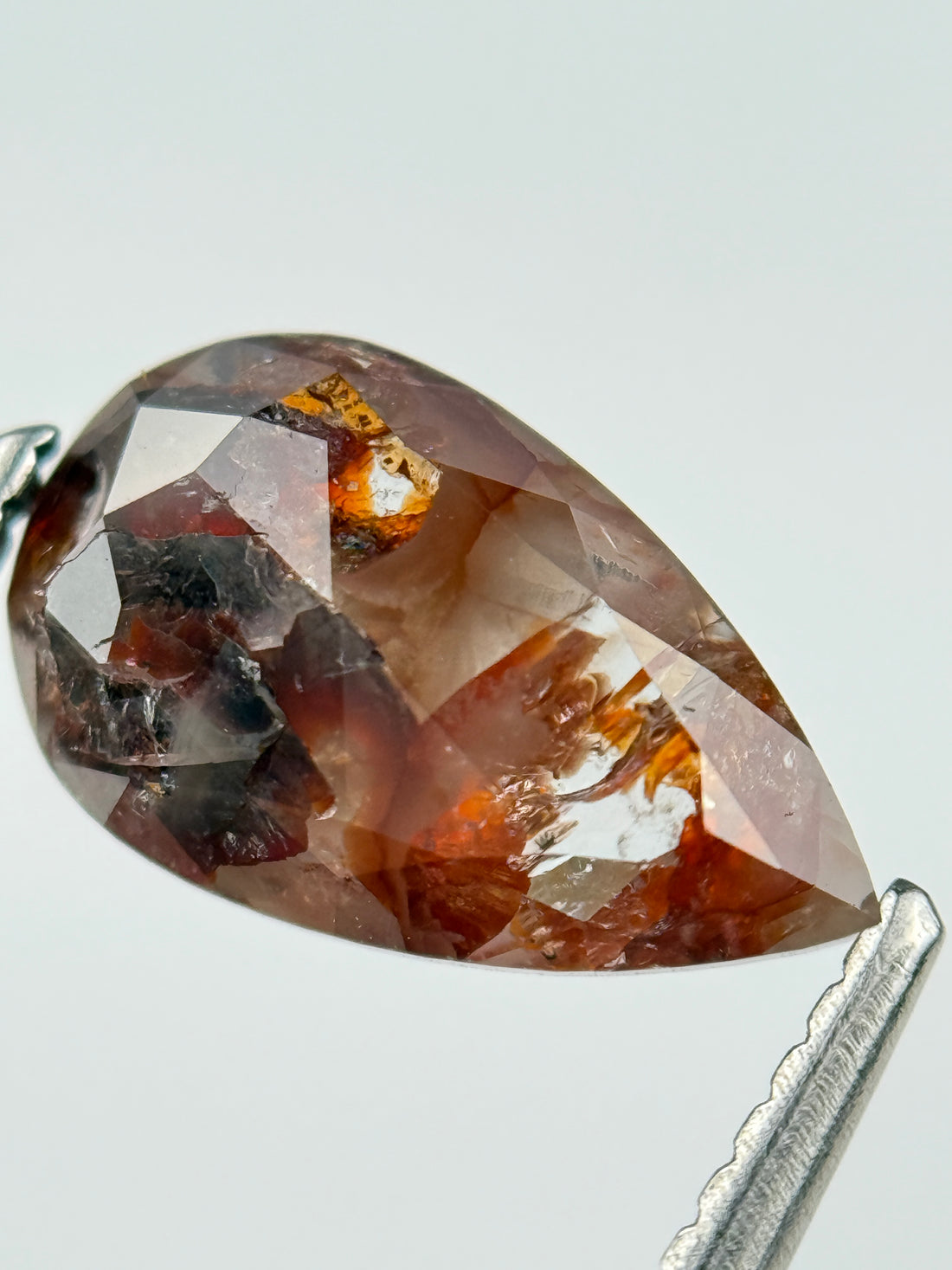 1.51 Ct Pear Rose Cut Red Natural Salt and Pepper Diamond