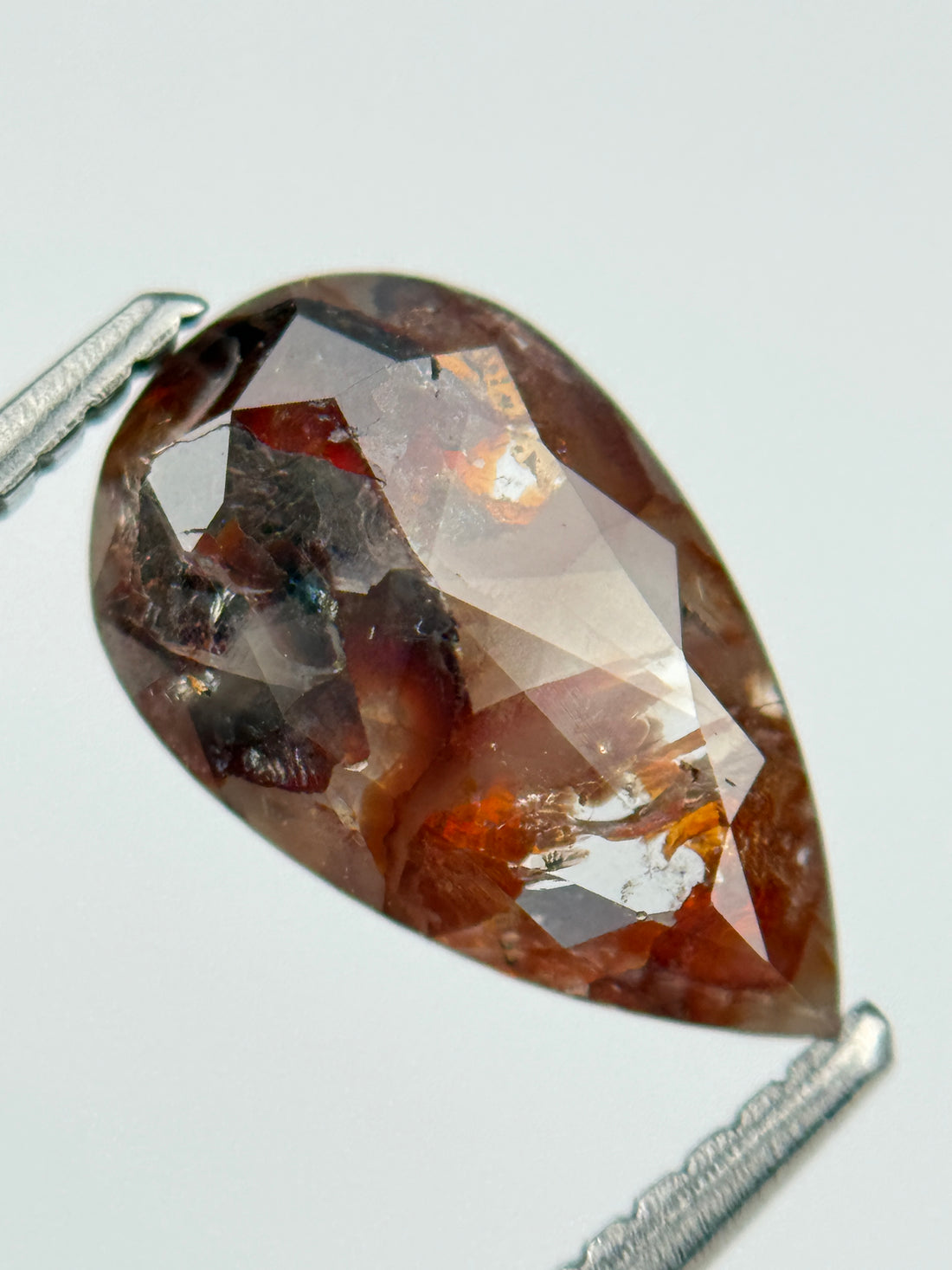 1.51 Ct Pear Rose Cut Red Natural Salt and Pepper Diamond