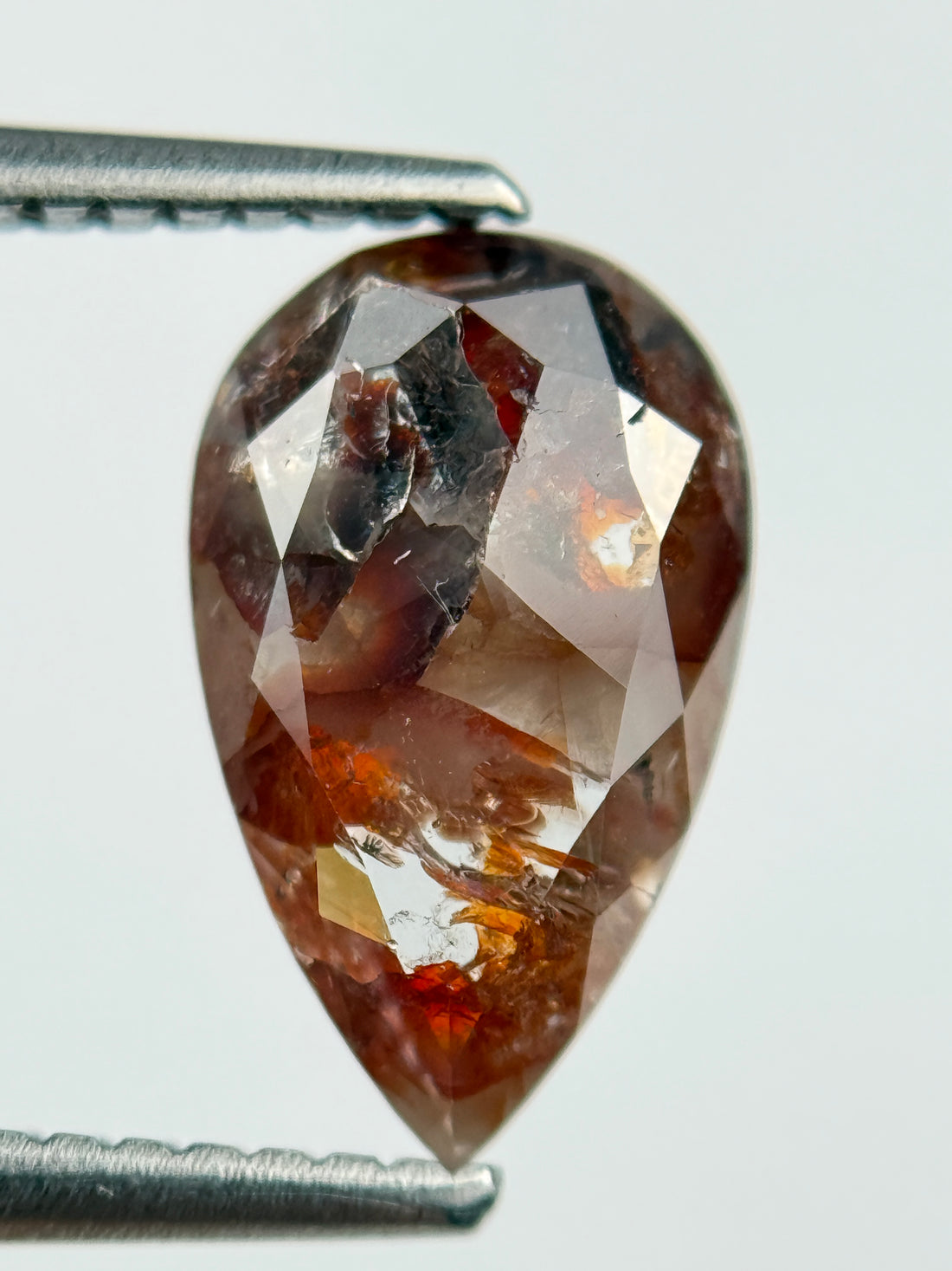 1.51 Ct Pear Rose Cut Red Natural Salt and Pepper Diamond
