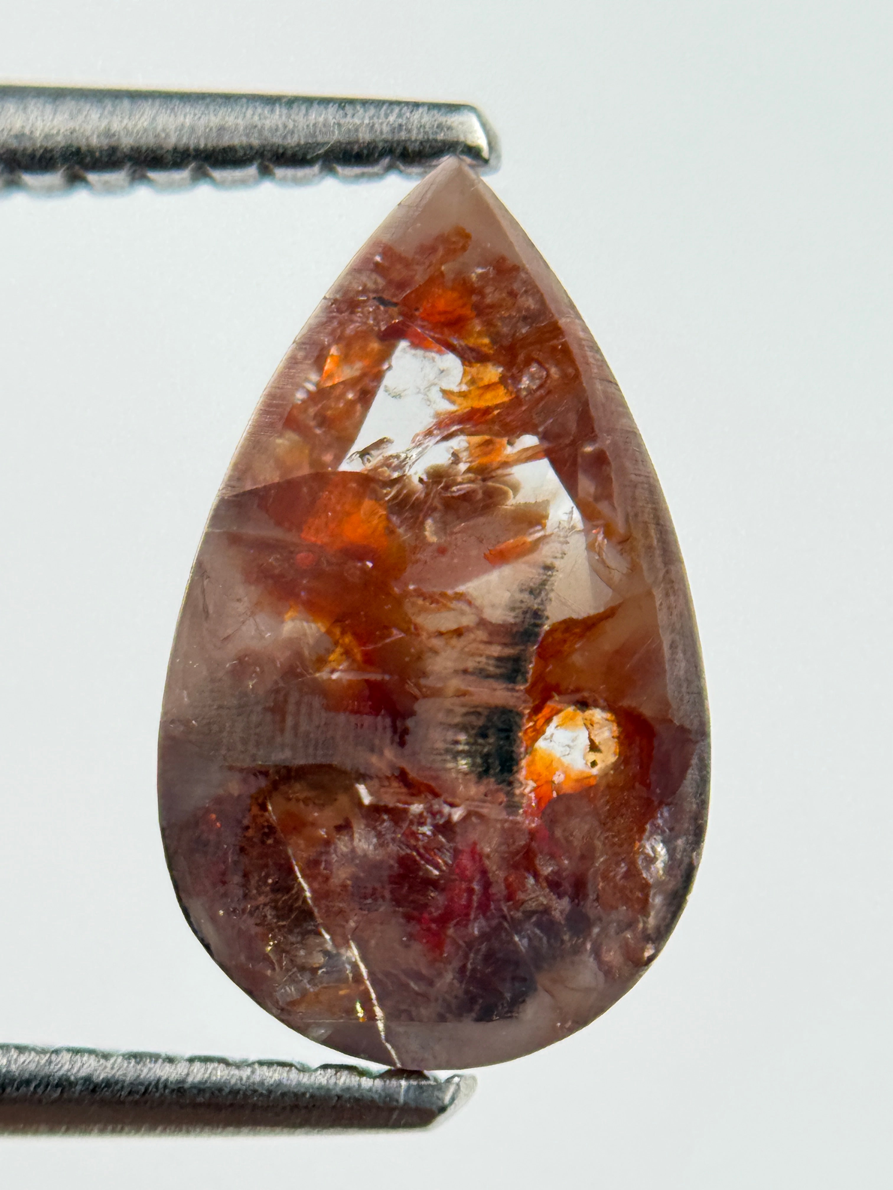 1.51 Ct Pear Rose Cut Red Natural Salt and Pepper Diamond