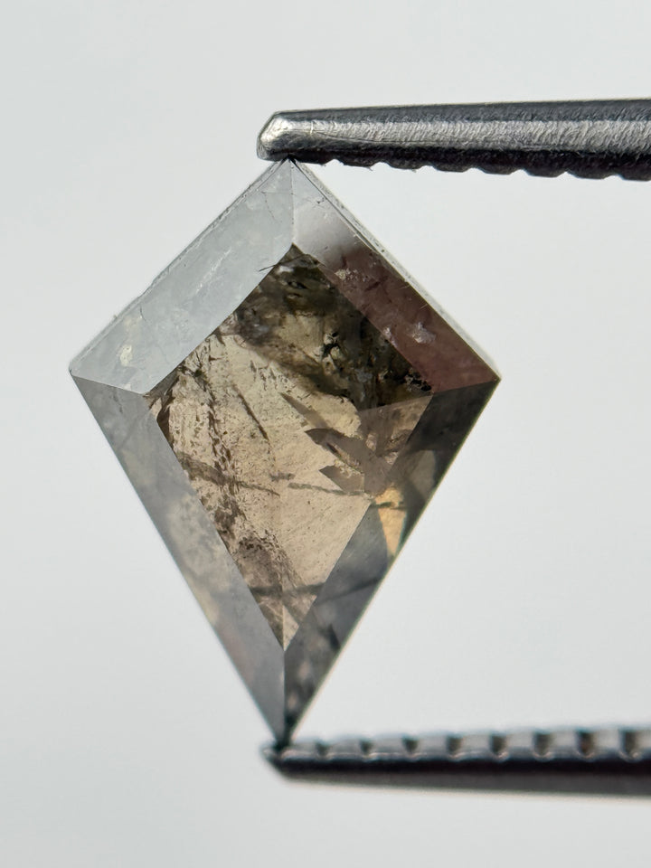 1.66 Ct Kite Rose Cut Brown Natural Salt and Pepper Diamond