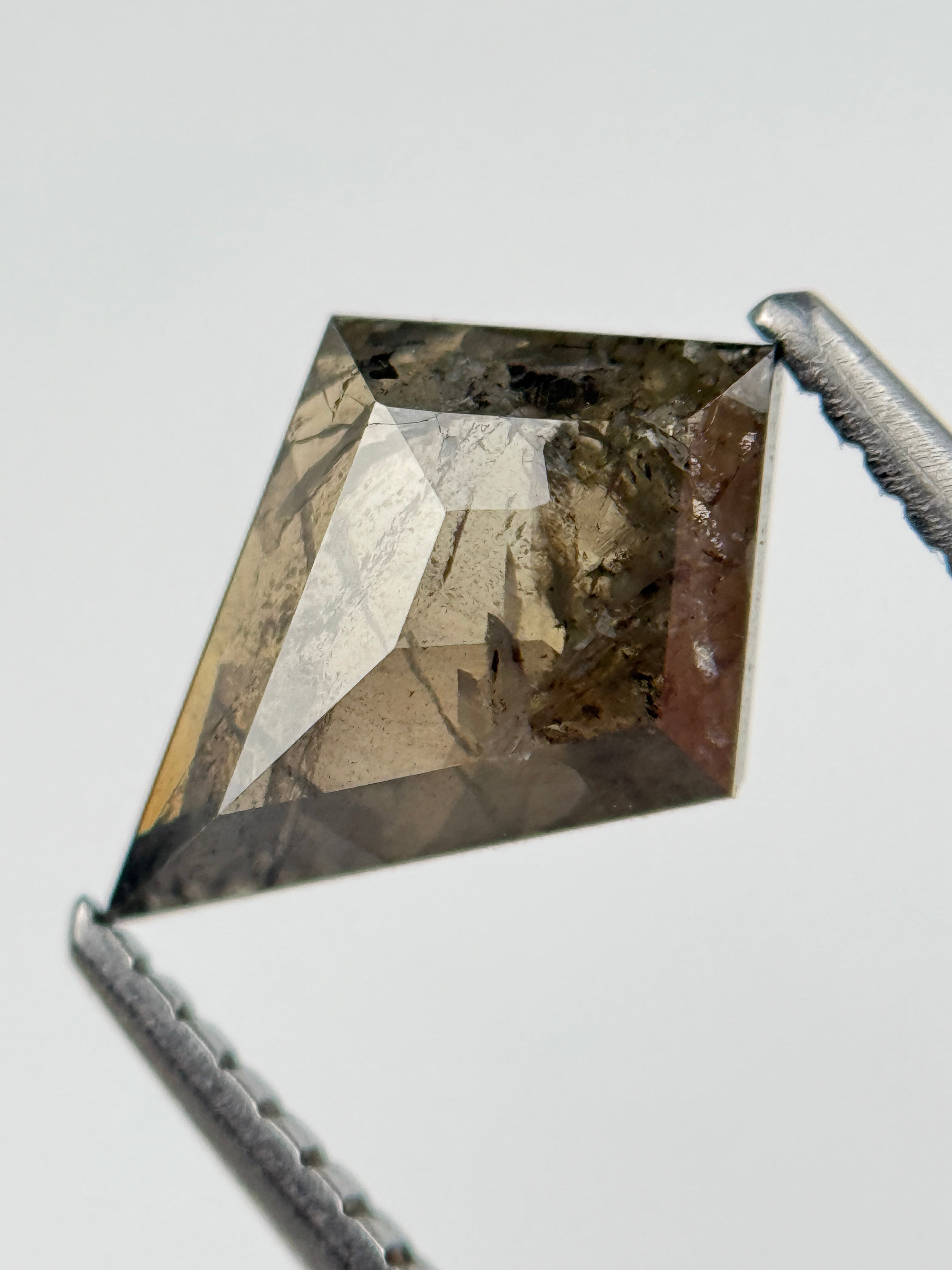 1.66 Ct Kite Rose Cut Brown Natural Salt and Pepper Diamond