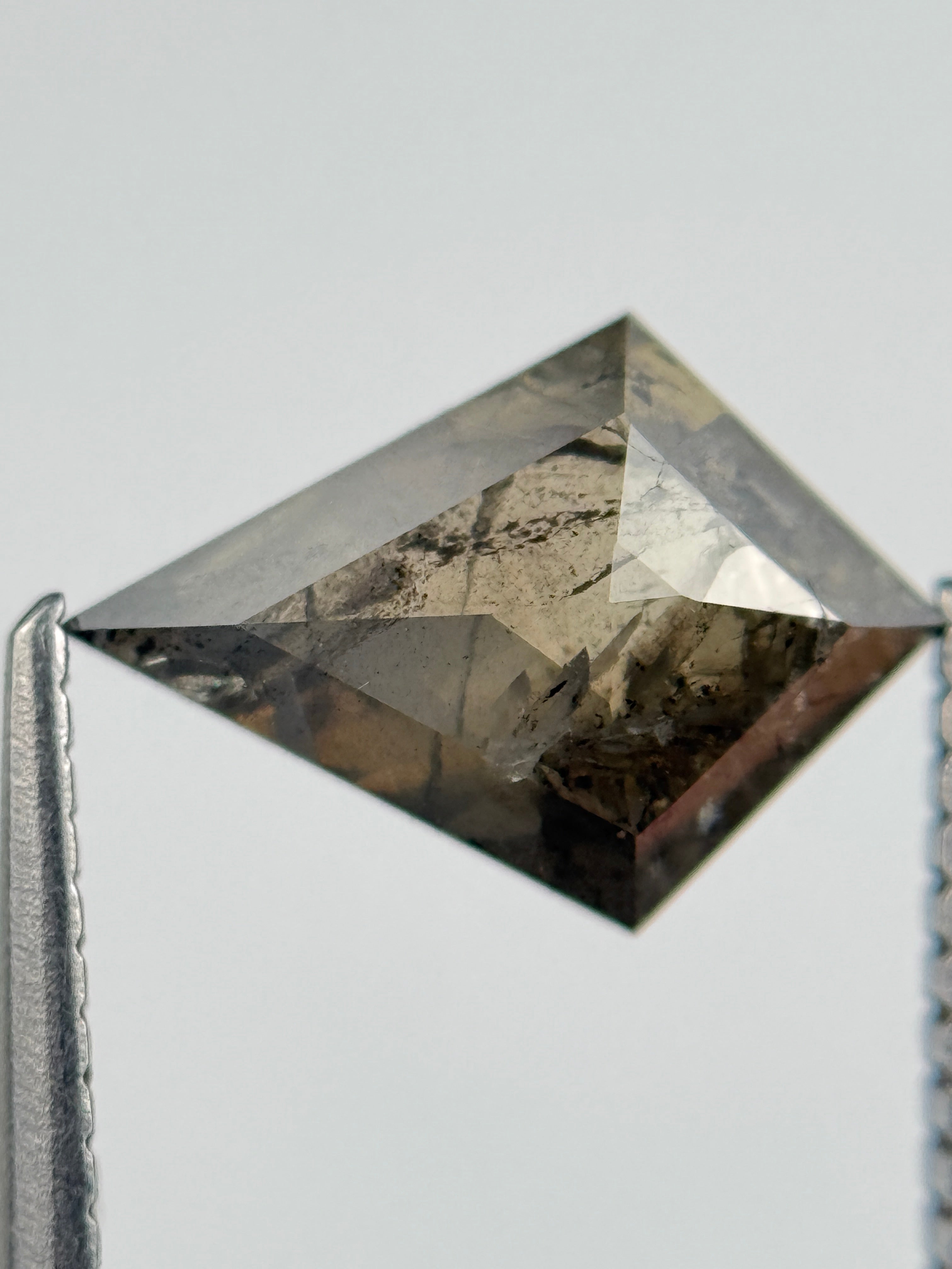 1.66 Ct Kite Rose Cut Brown Natural Salt and Pepper Diamond