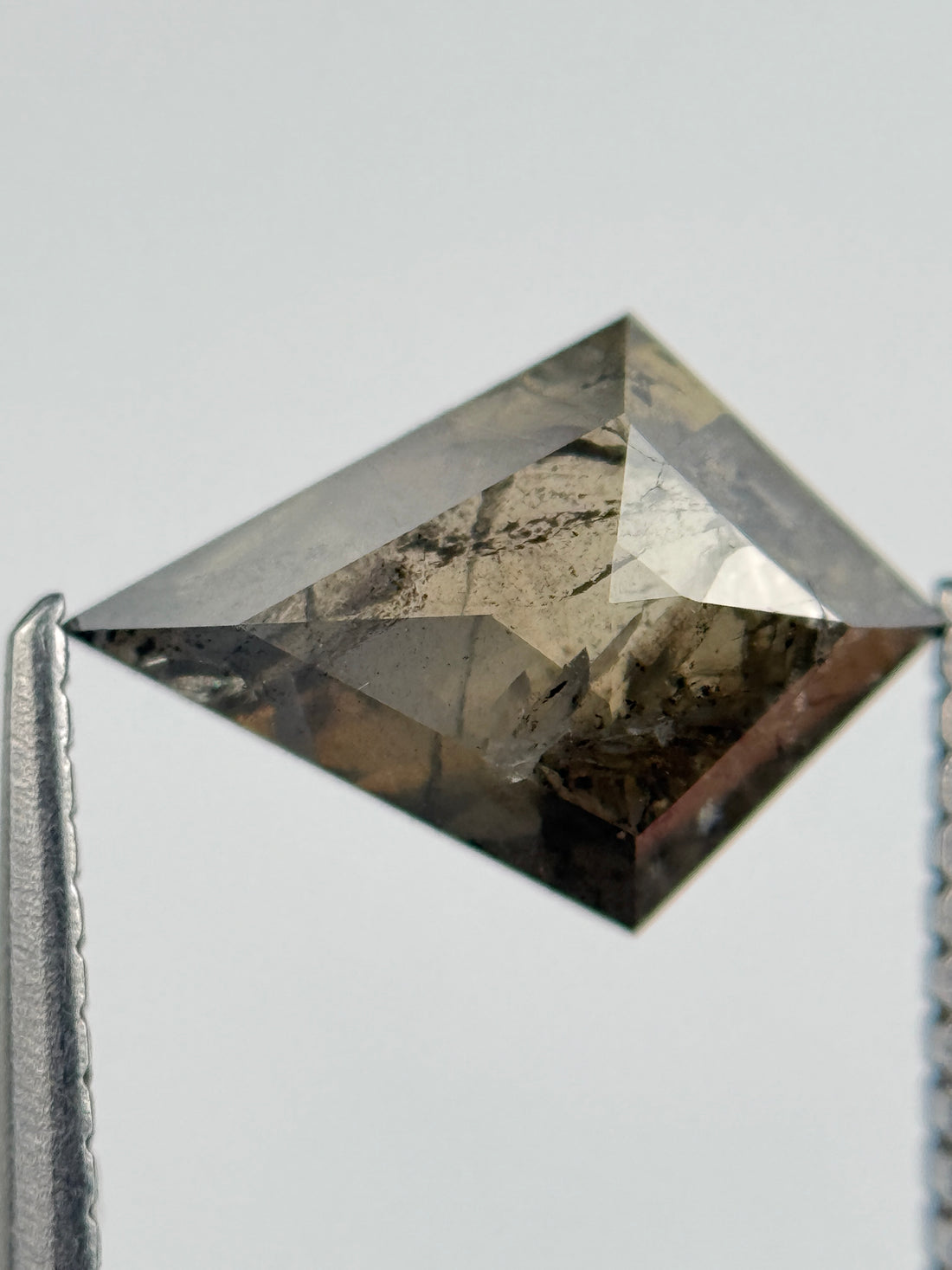 1.66 Ct Kite Rose Cut Brown Natural Salt and Pepper Diamond