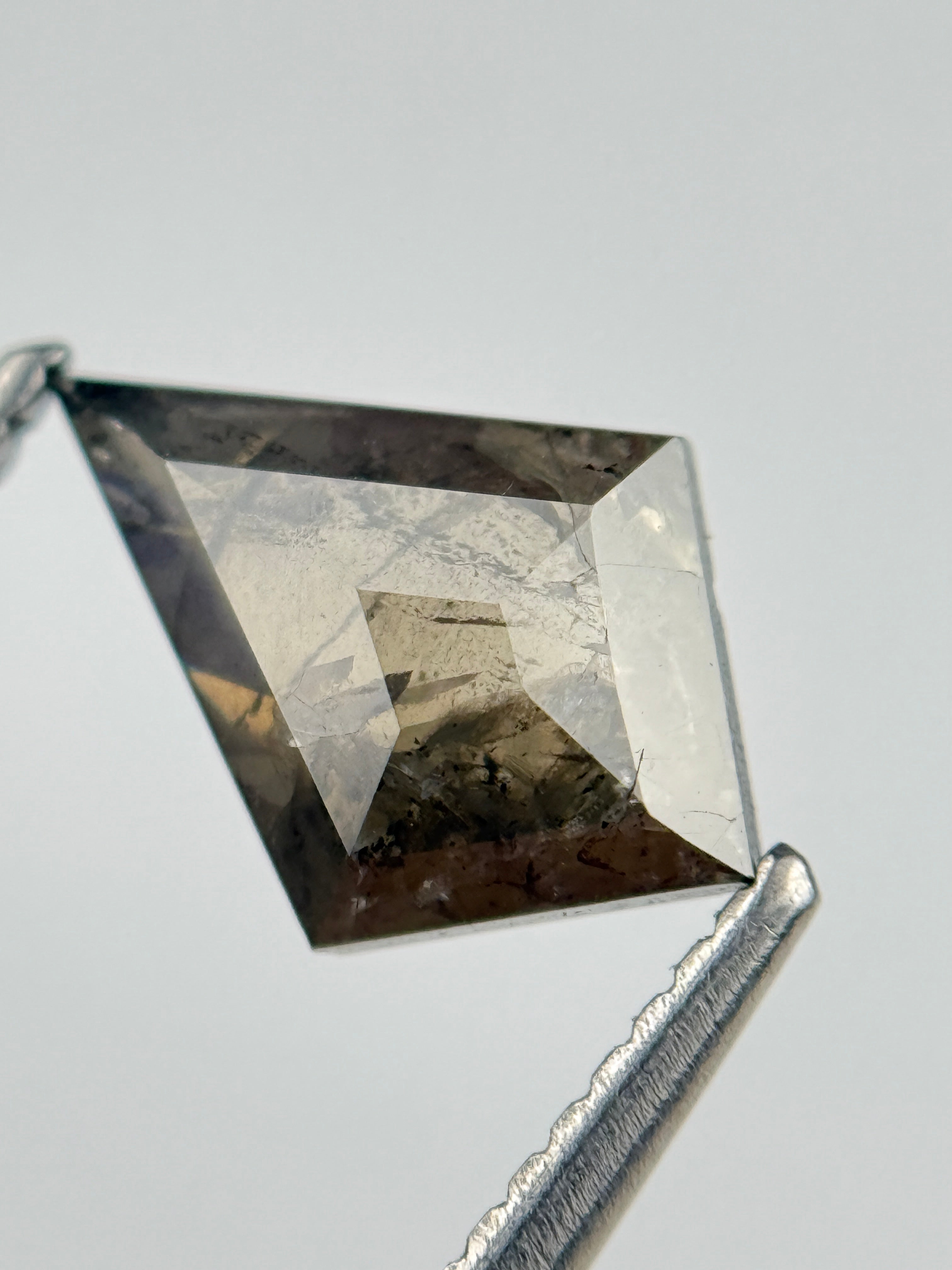 1.66 Ct Kite Rose Cut Brown Natural Salt and Pepper Diamond
