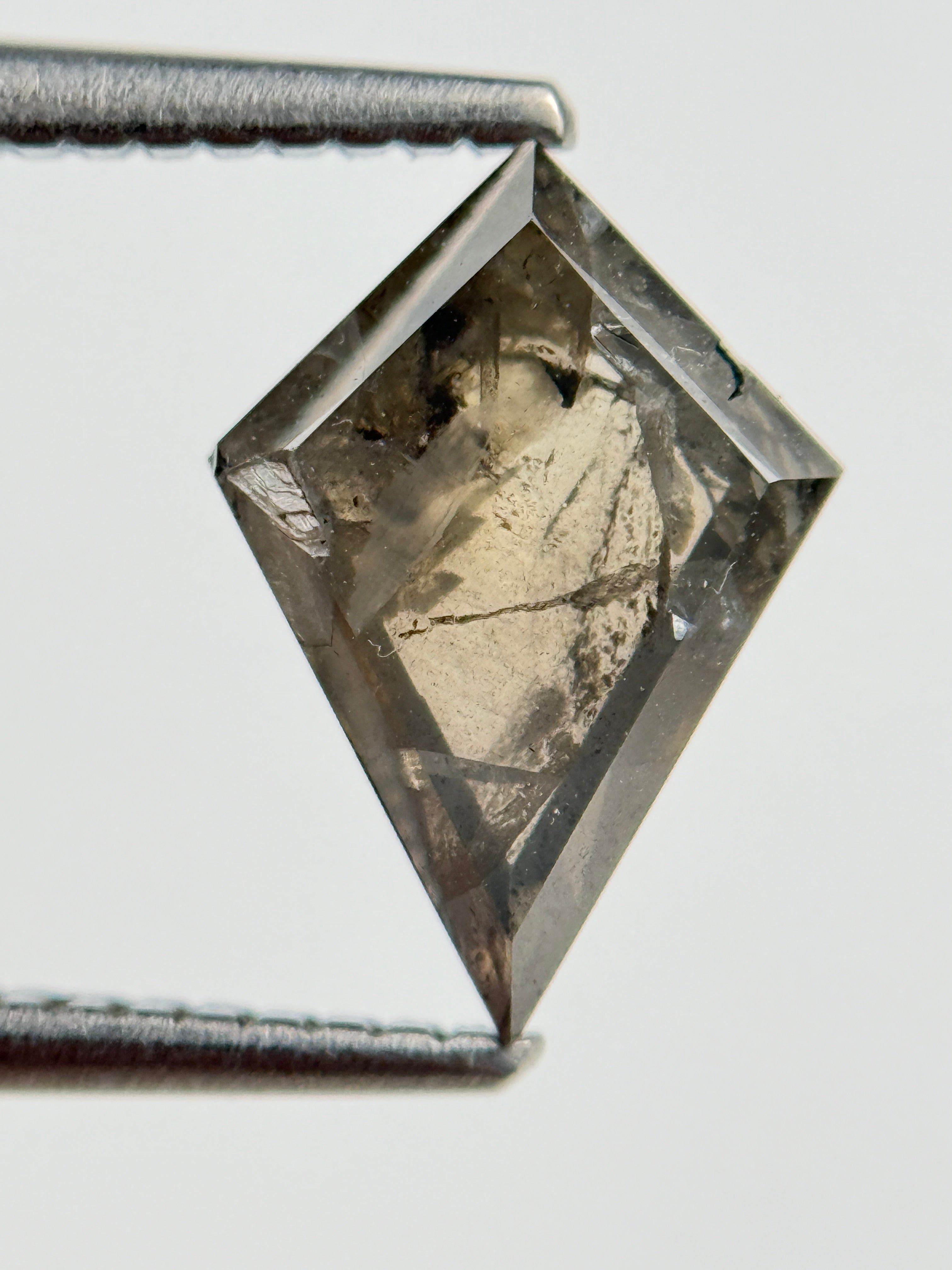 1.66 Ct Kite Rose Cut Brown Natural Salt and Pepper Diamond