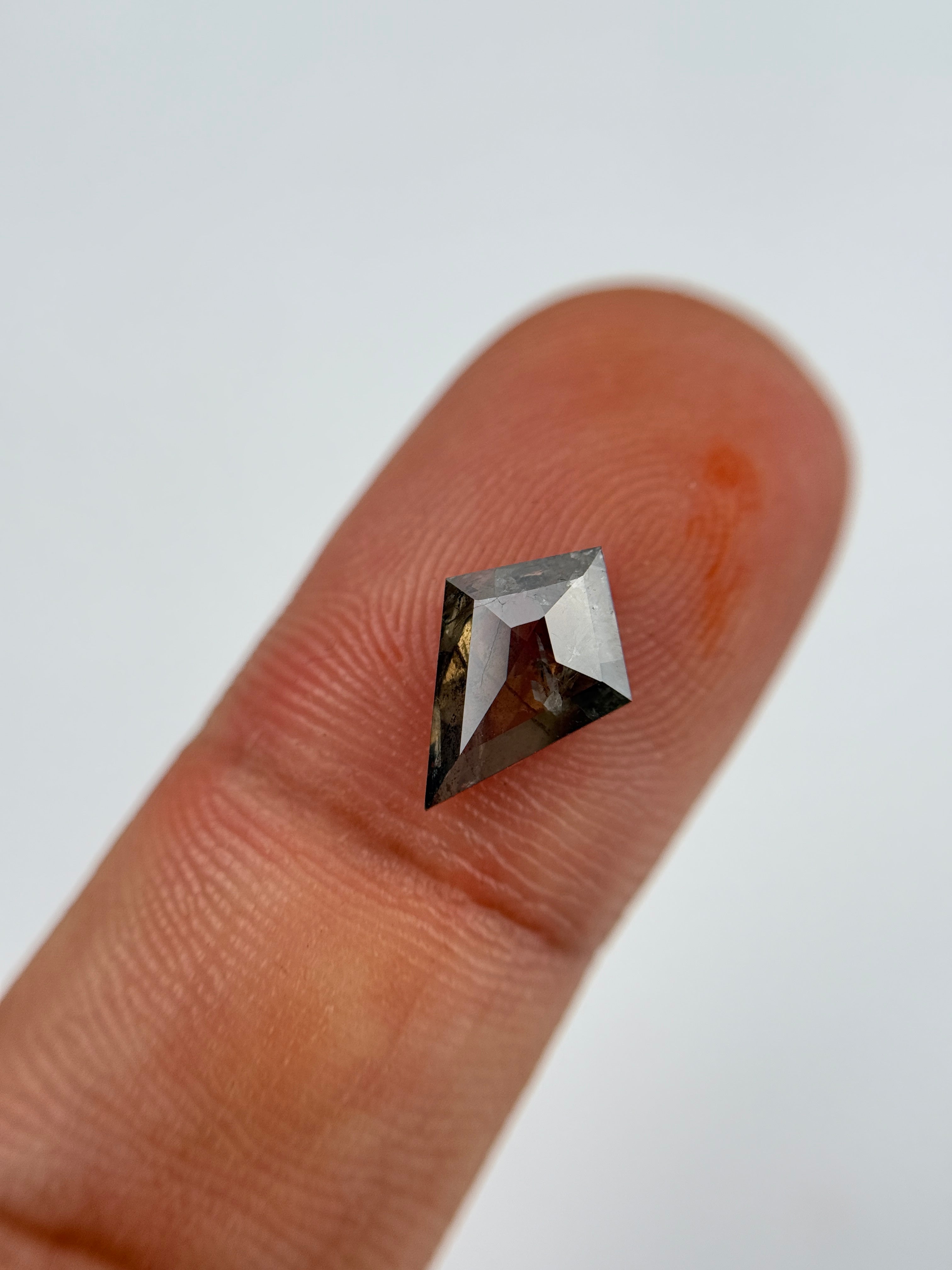 1.66 Ct Kite Rose Cut Brown Natural Salt and Pepper Diamond