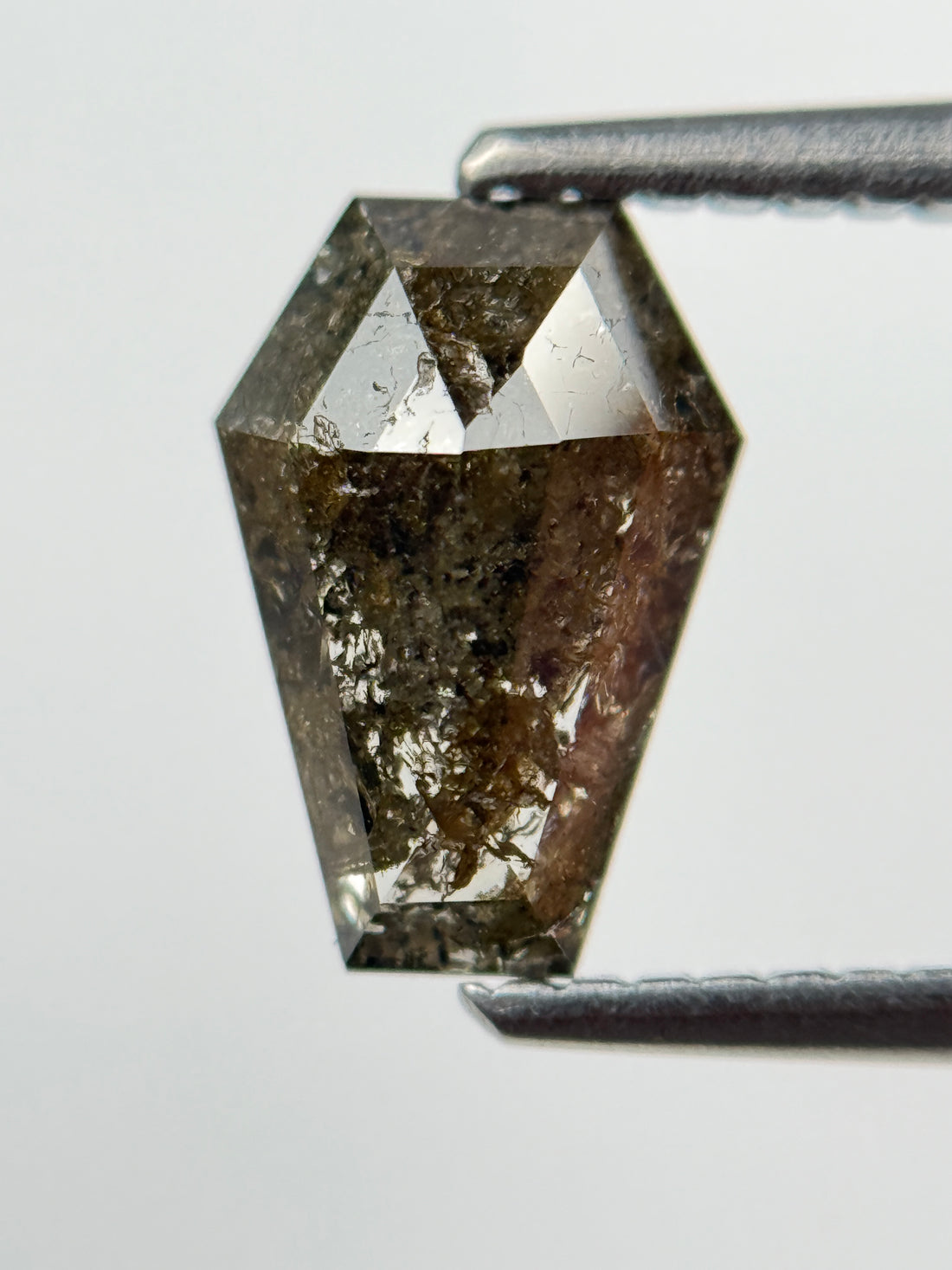 1.49 Ct Coffin Rose Cut Brown Natural Salt and Pepper Diamond