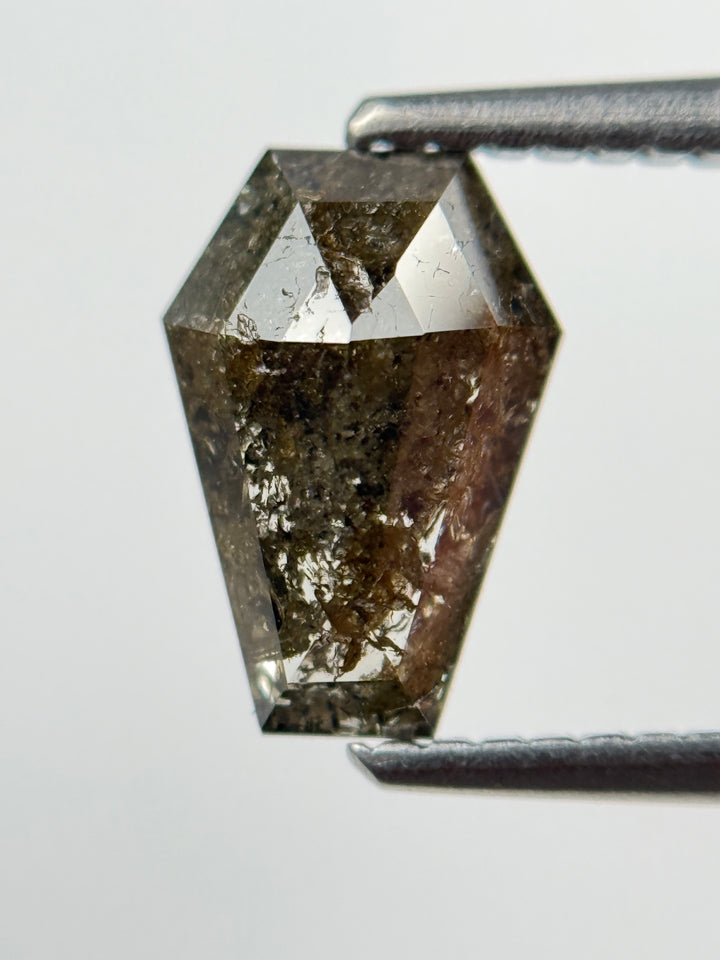 1.49 Ct Coffin Rose Cut Brown Natural Salt and Pepper Diamond