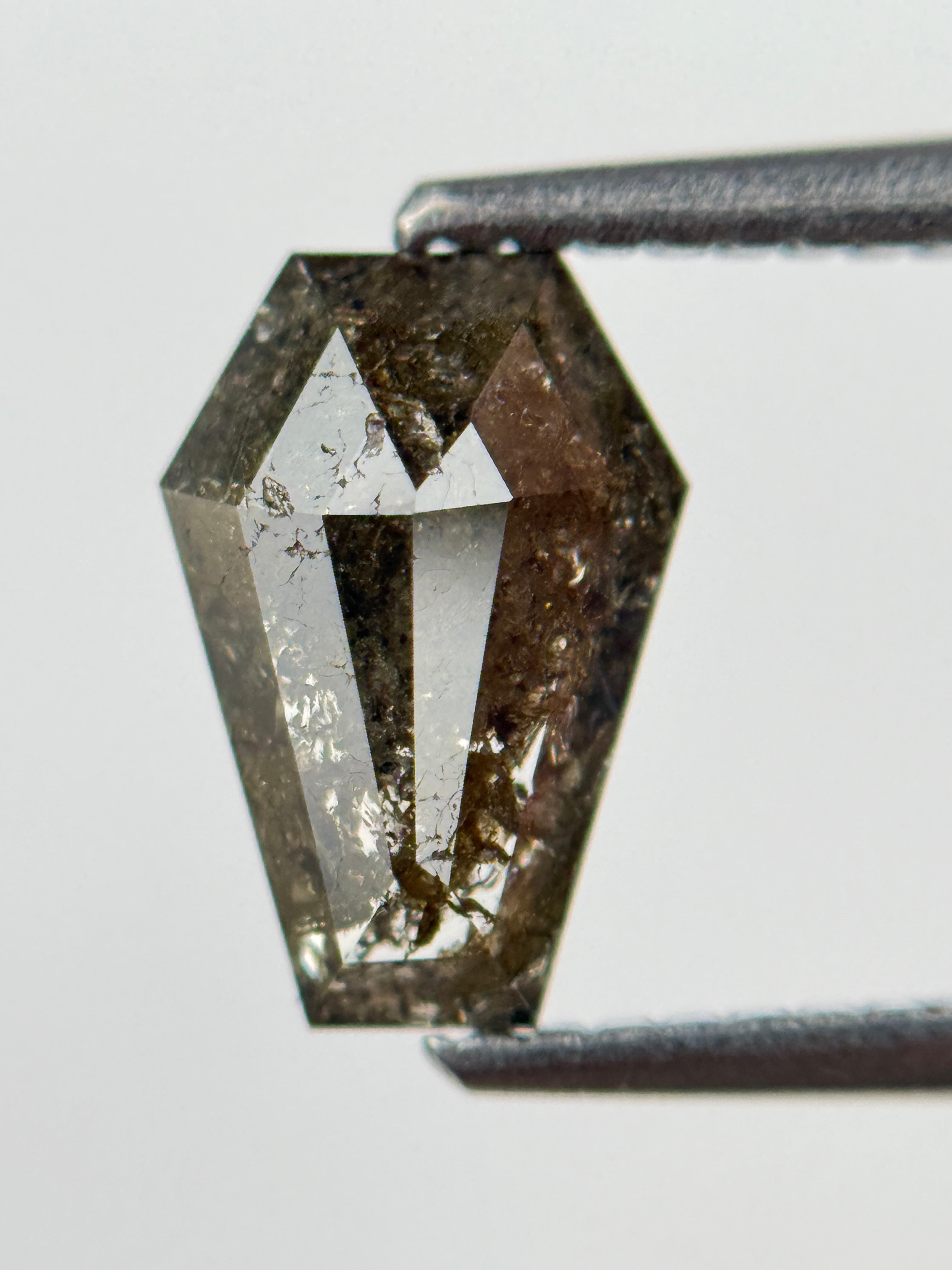 1.49 Ct Coffin Rose Cut Brown Natural Salt and Pepper Diamond