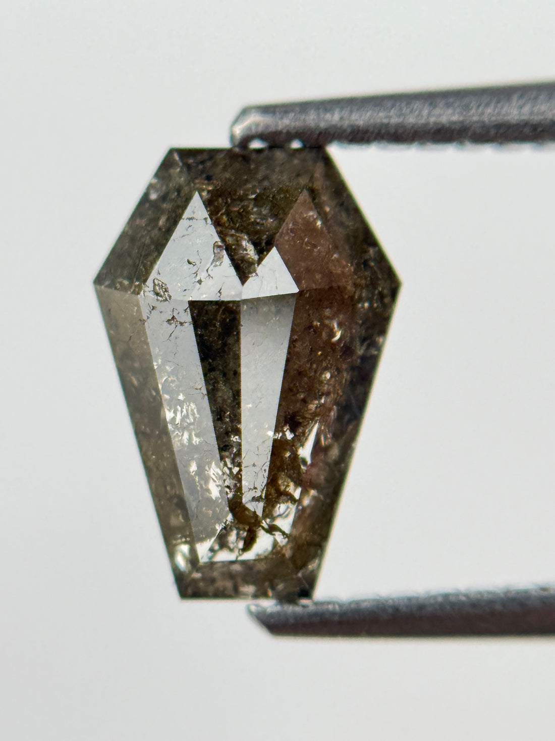 1.49 Ct Coffin Rose Cut Brown Natural Salt and Pepper Diamond