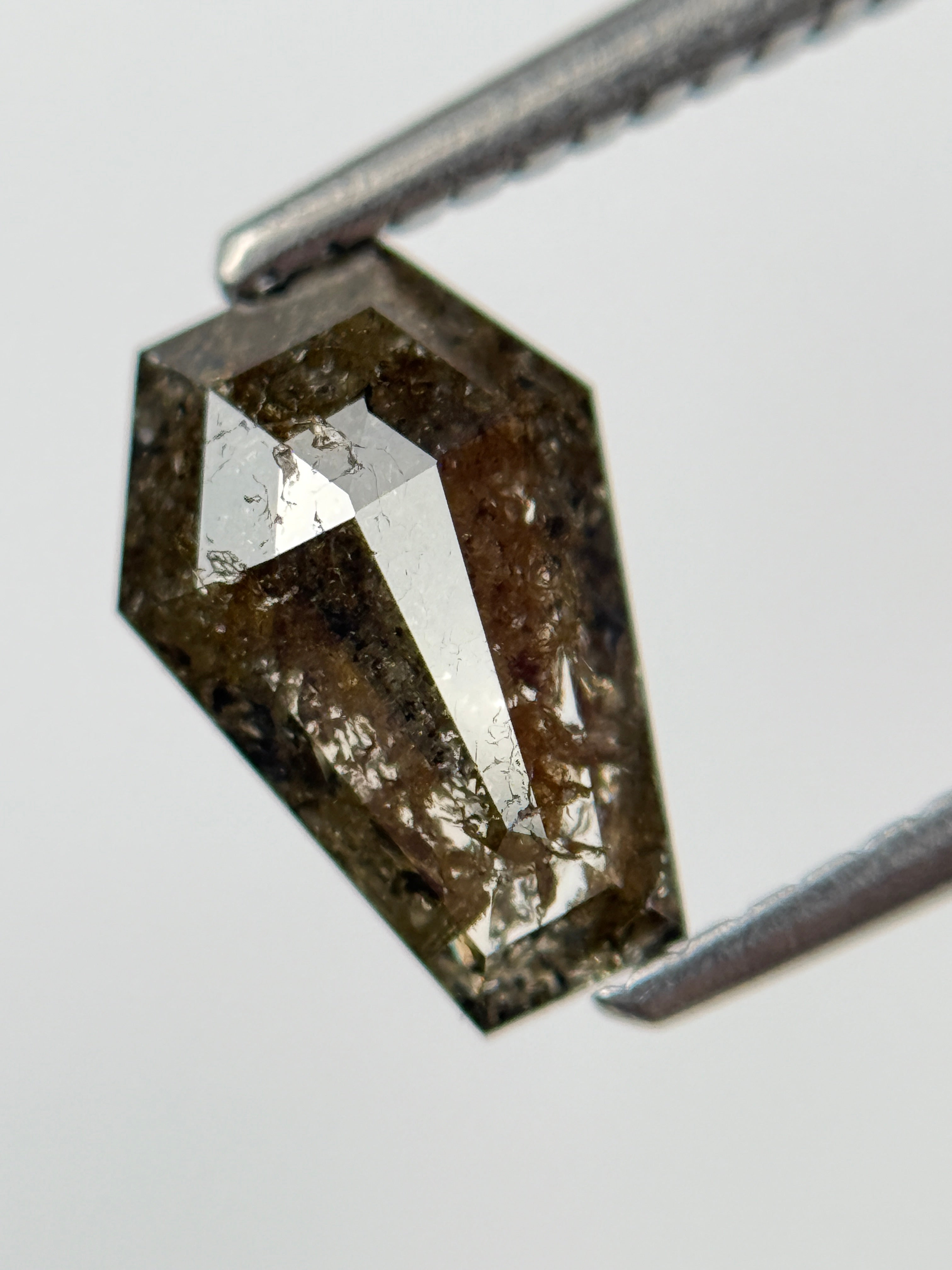 1.49 Ct Coffin Rose Cut Brown Natural Salt and Pepper Diamond