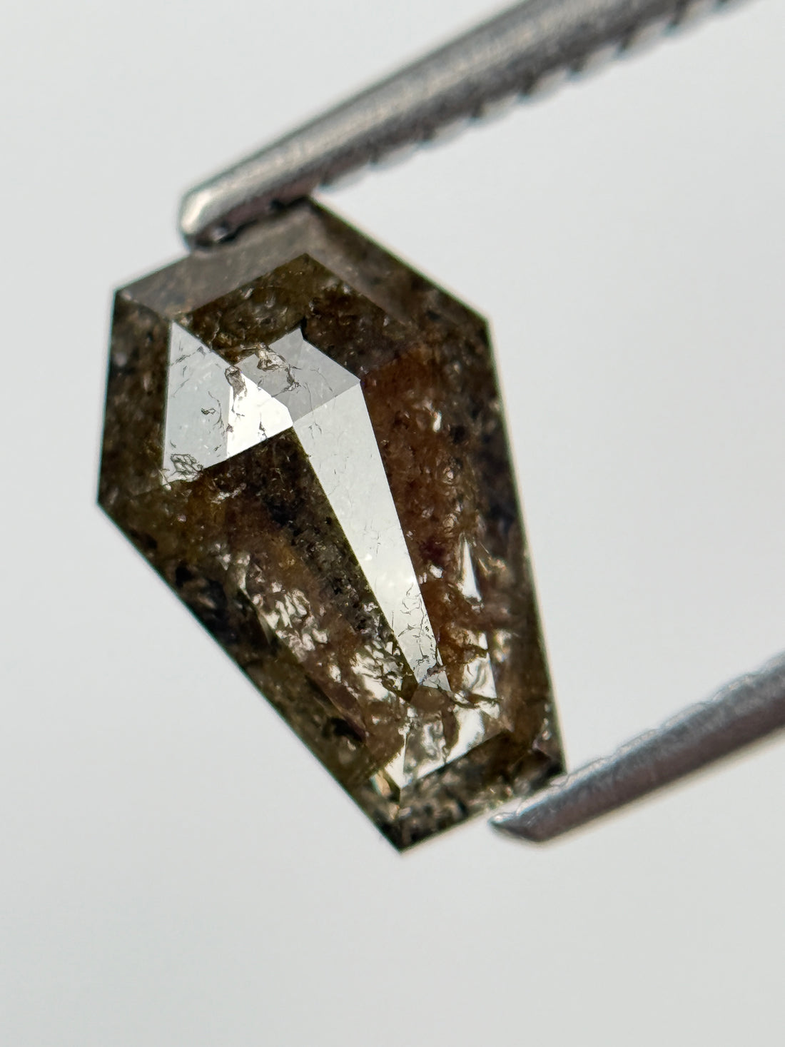 1.49 Ct Coffin Rose Cut Brown Natural Salt and Pepper Diamond